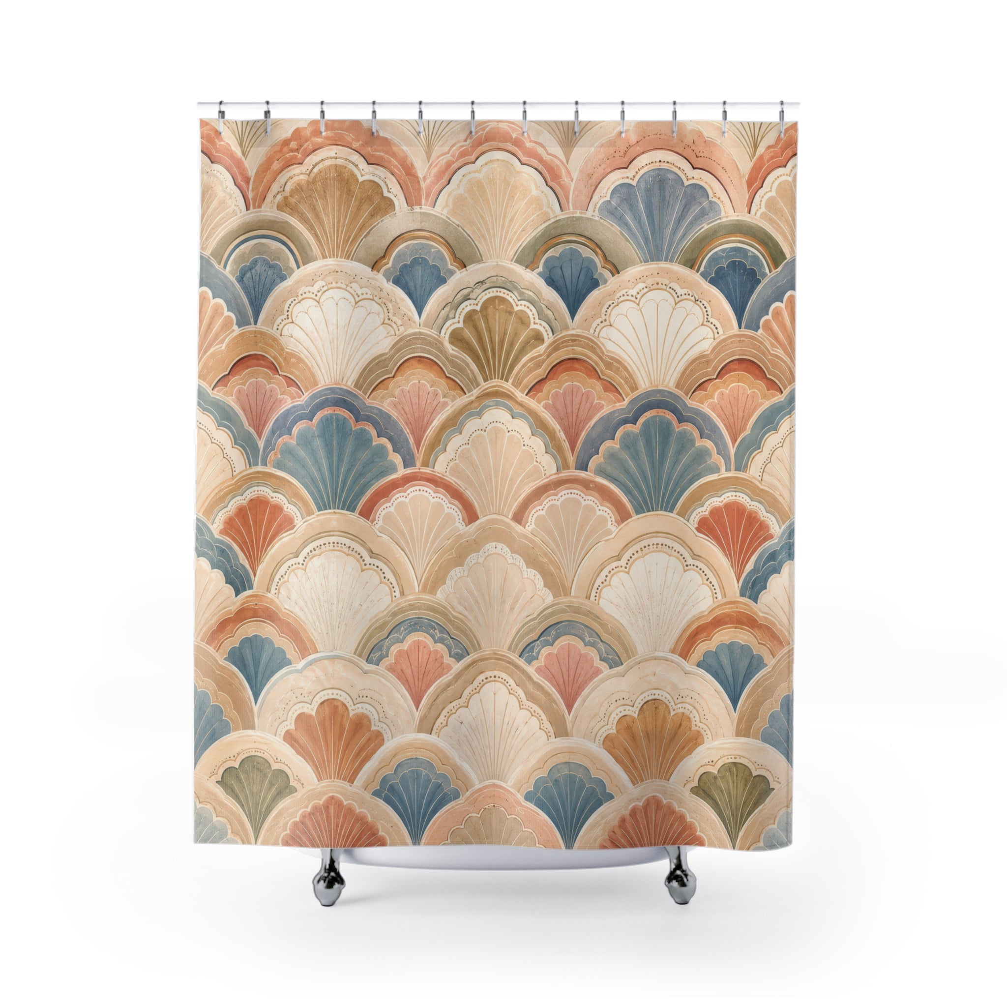 Scalloped Shower Curtain: Art Deco Fan