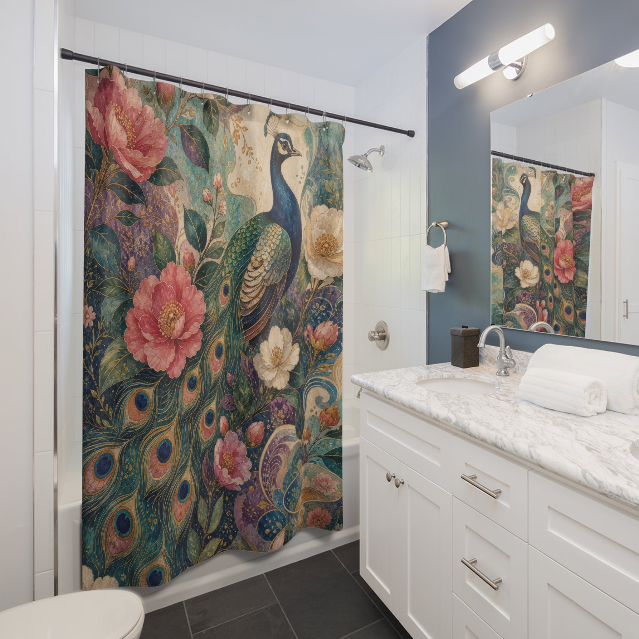 Peacock Tea Garden Shower Curtain