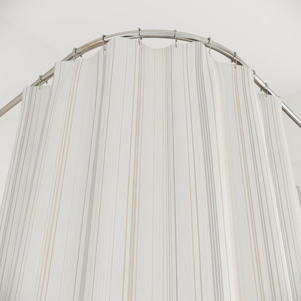 Dense Cream Beige Pinstripe Shower Curtain