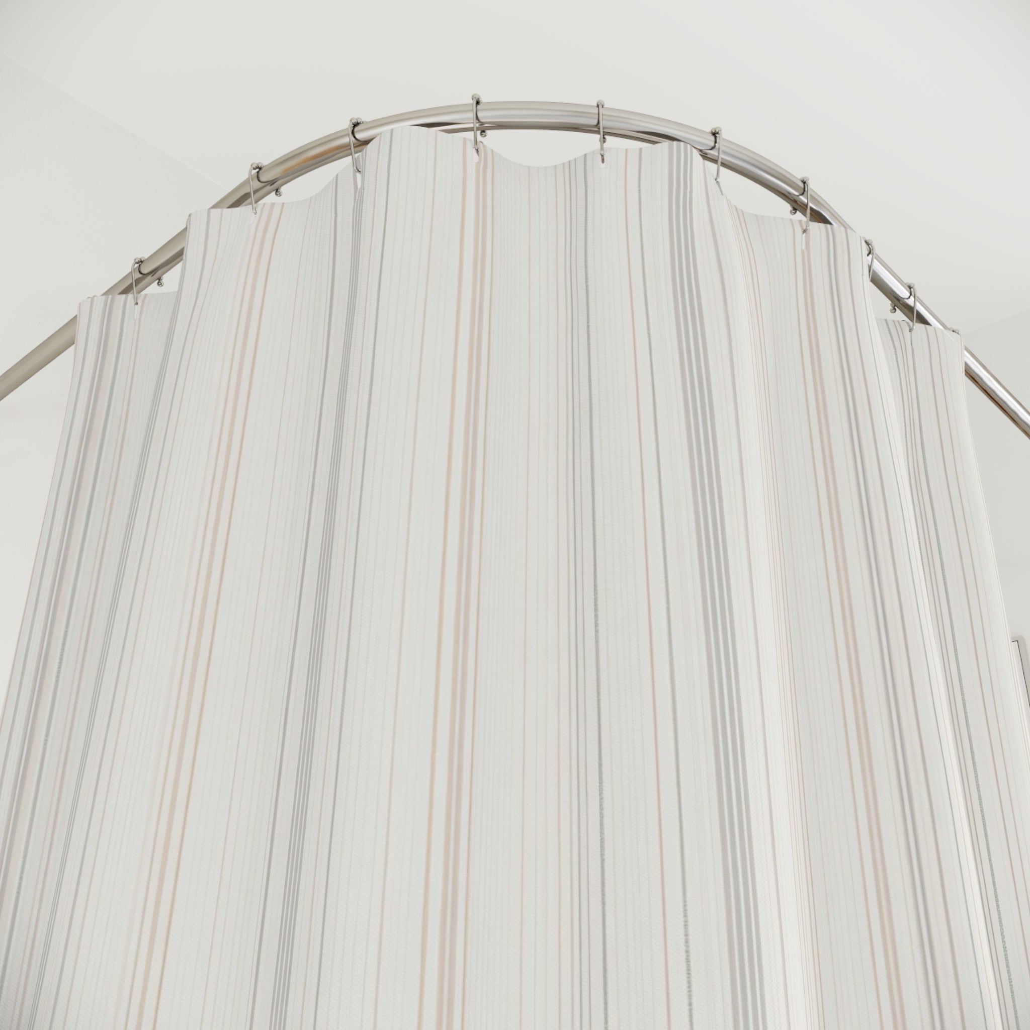 Dense Cream Beige Pinstripe Shower Curtain