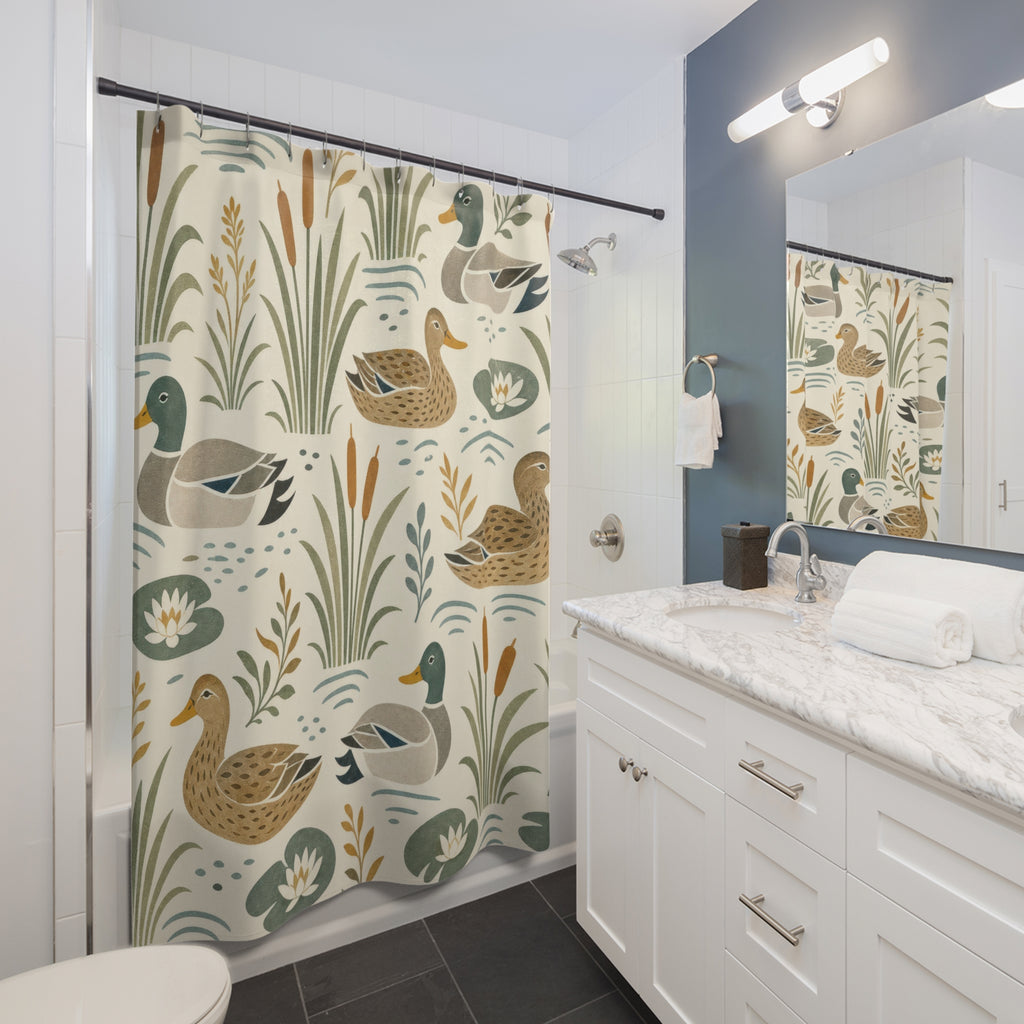 Retro Mallard Reed Shower Curtain
