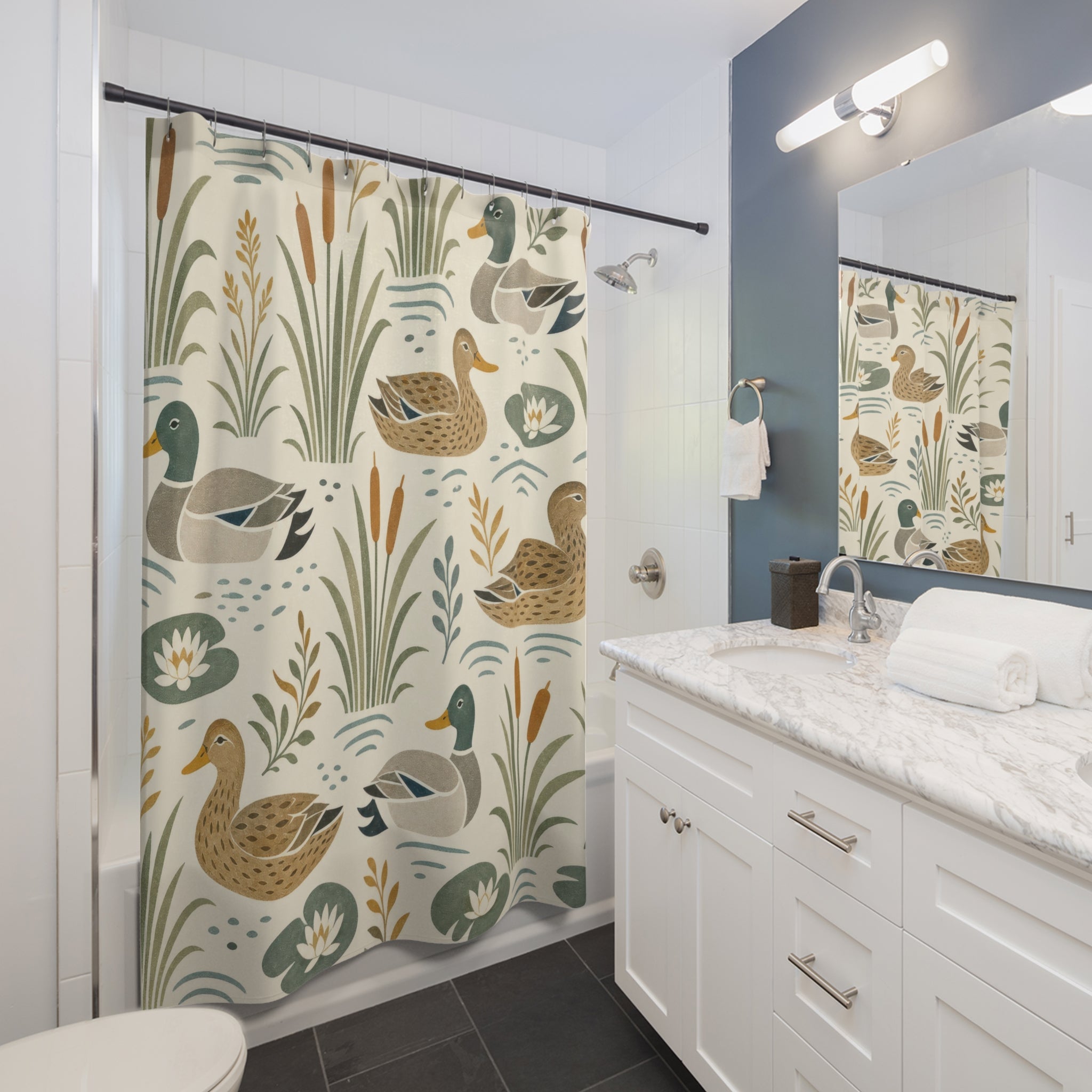 Retro Mallard Reed Shower Curtain