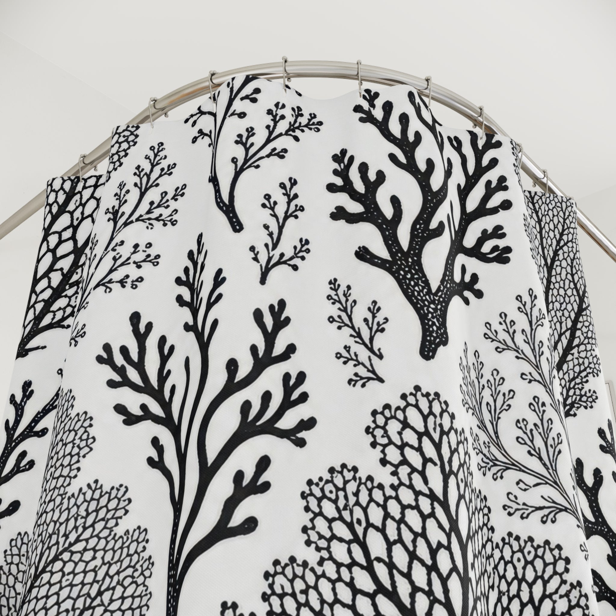 Black White Reef Branch Shower Curtain