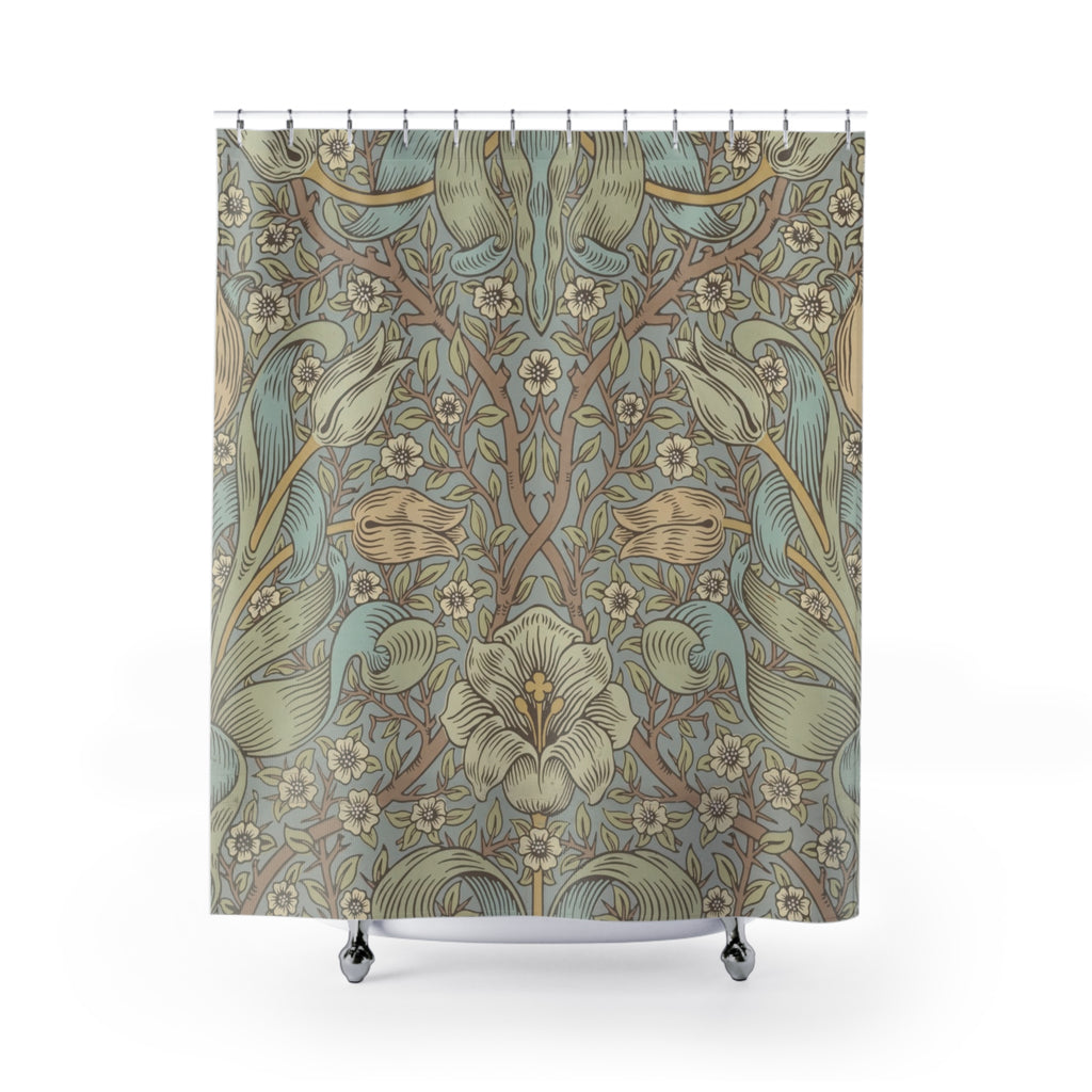 Morris Spring Thicket Shower Curtain – Teal Tulip Sage