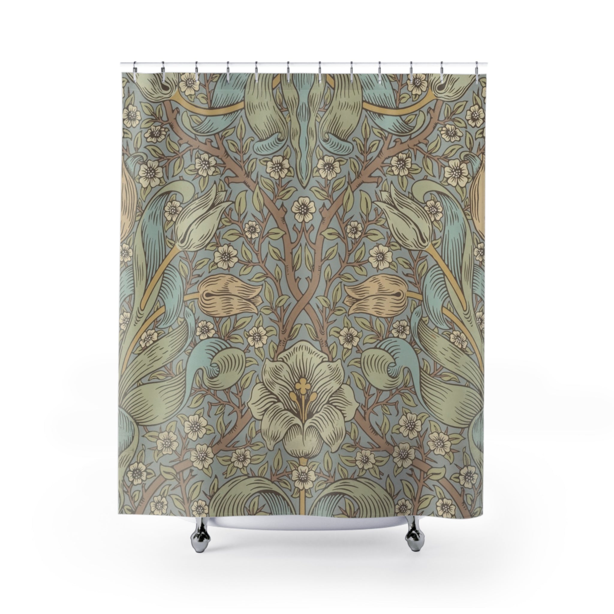 Morris Spring Thicket Shower Curtain – Teal Tulip Sage