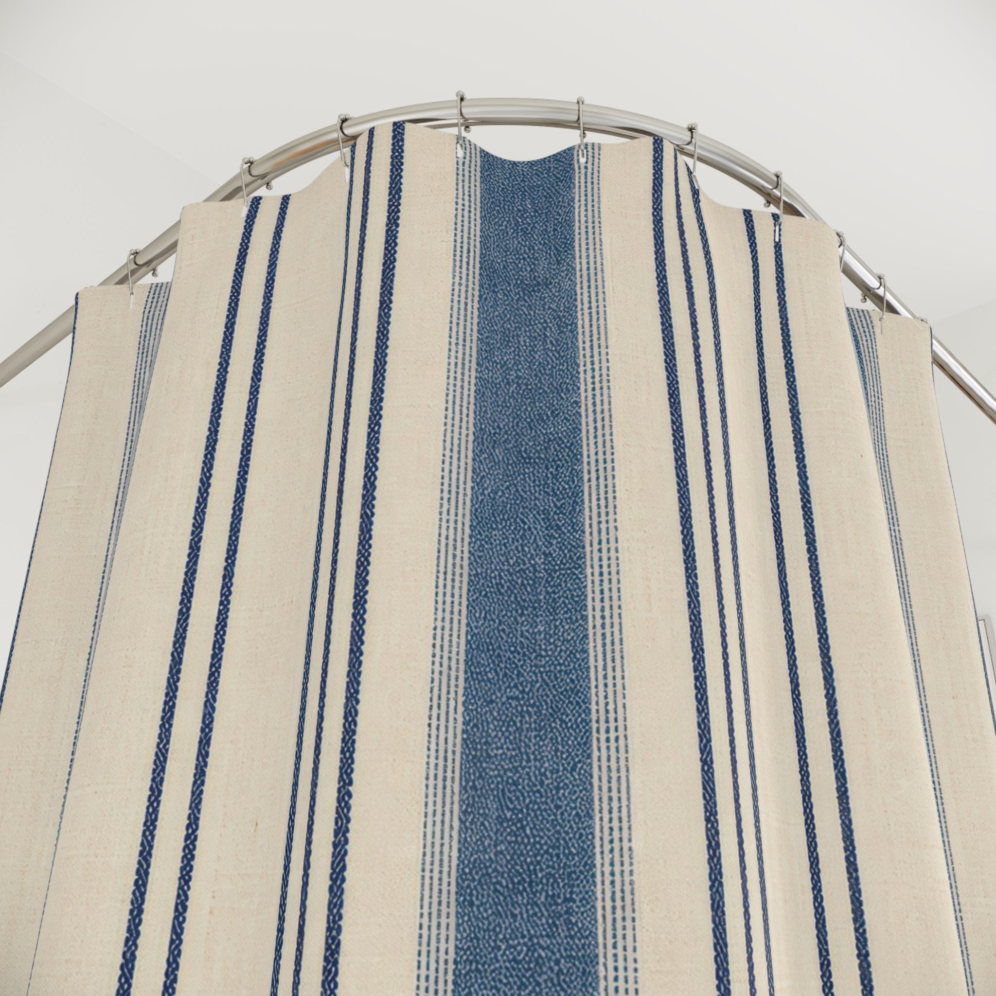 Blue Ticking Stripe Shower Curtain