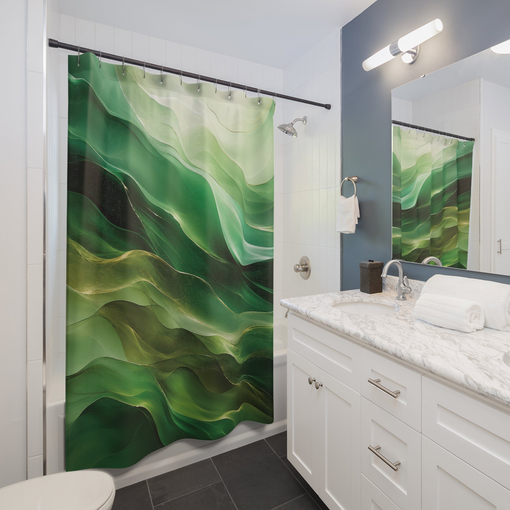 Green Abstract Gradient Shower Curtain