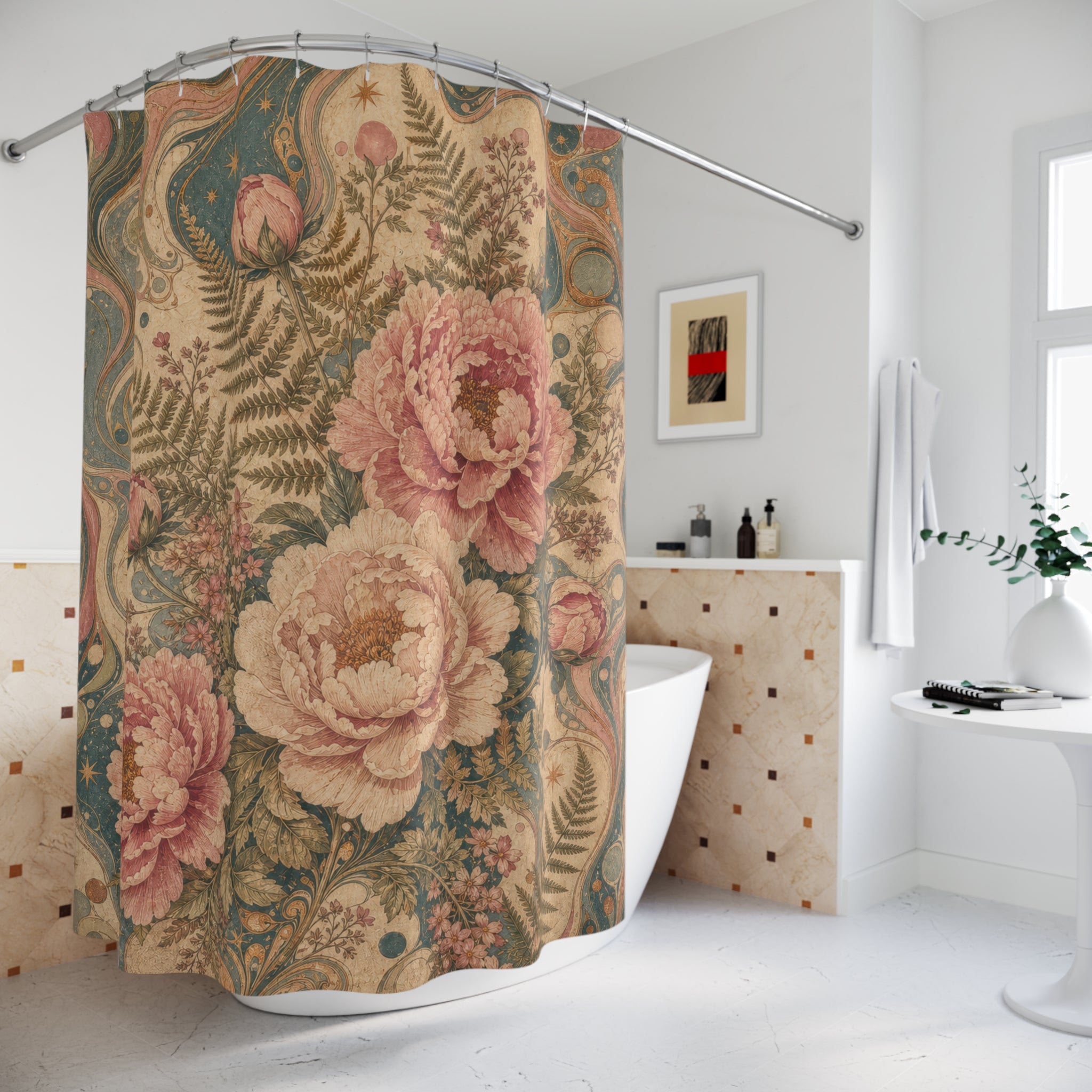 Vintage Rose Paisley Shower Curtain
