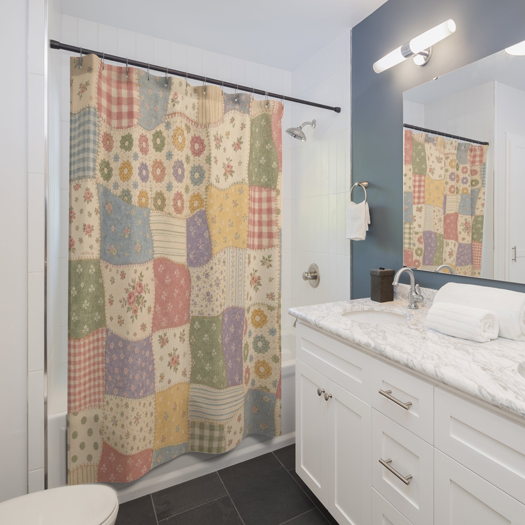 Vintage Floral Cottagecore Shower Curtain