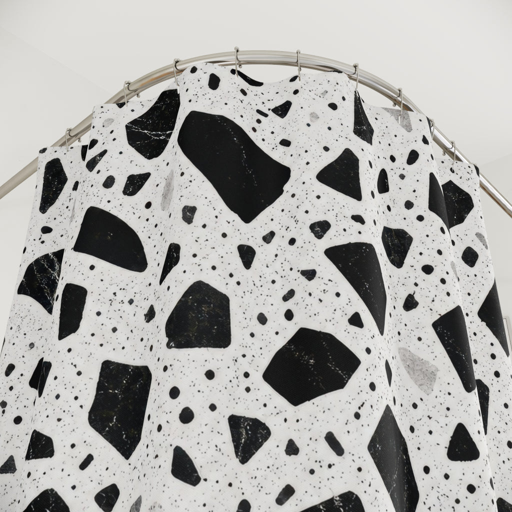 Black White Speckle Shower Curtain