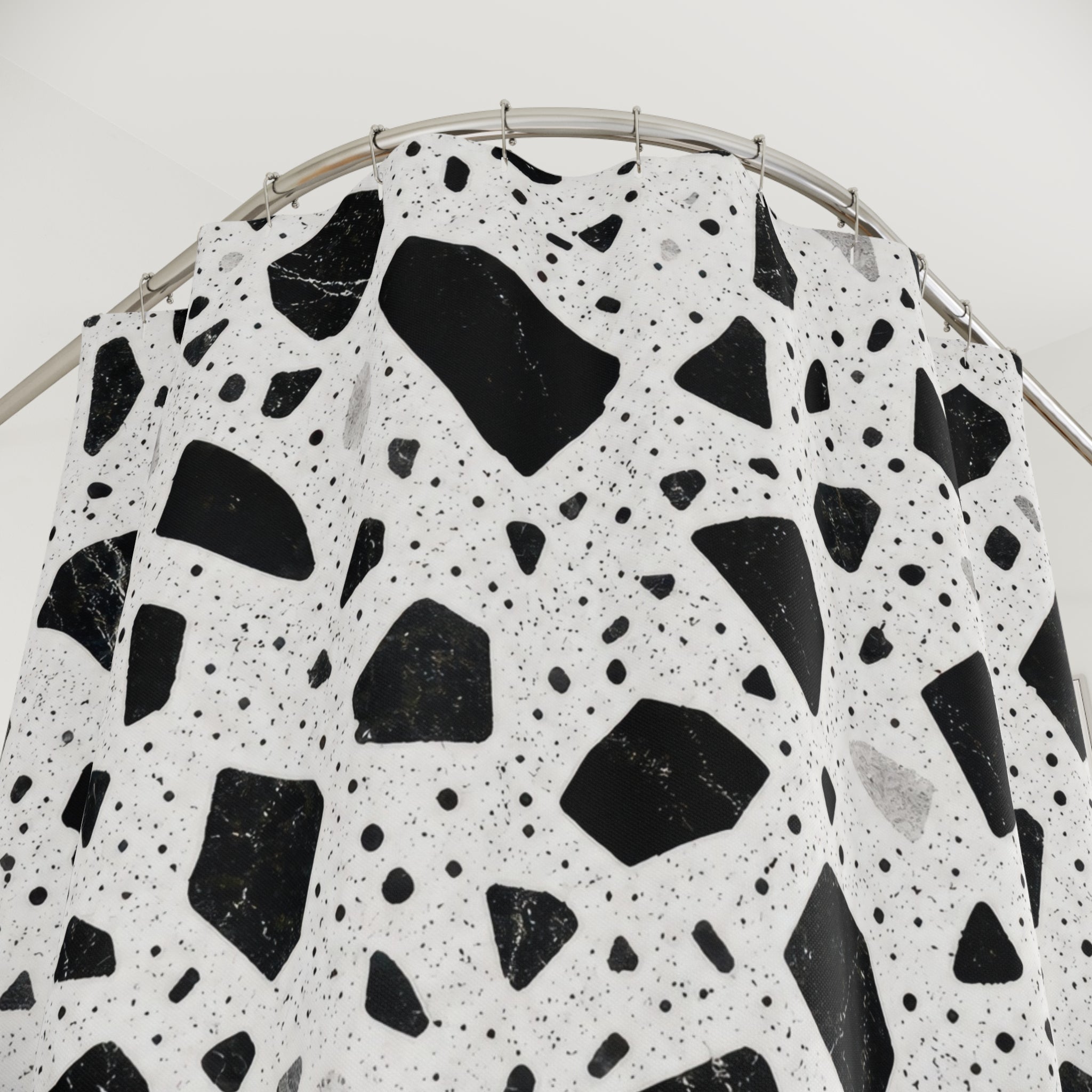 Black White Speckle Shower Curtain