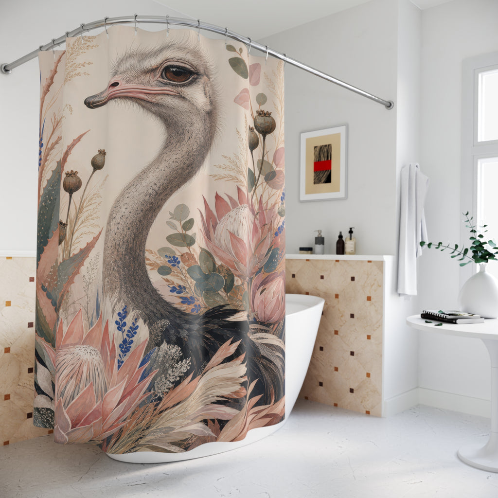 Botanical Protea Ostrich Shower Curtain