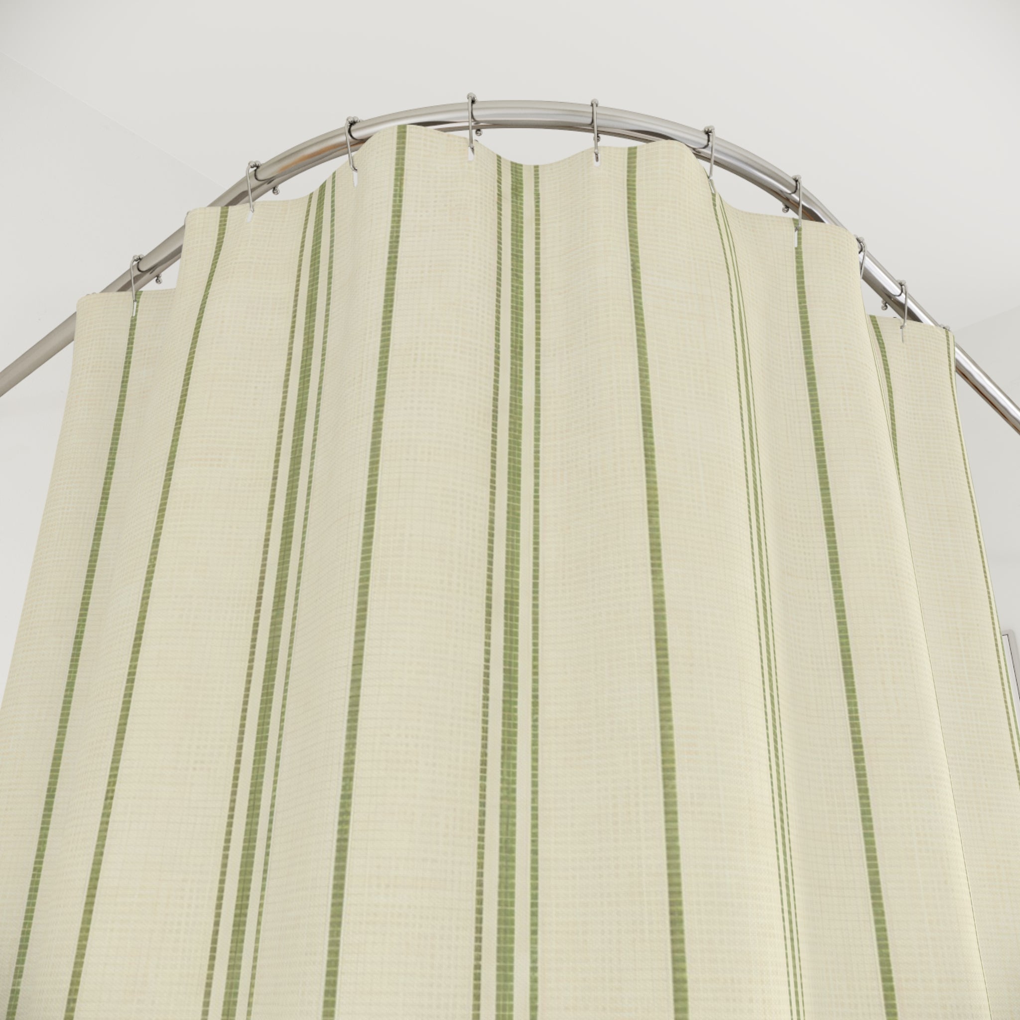 Sage Green Ticking Stripe Shower Curtain