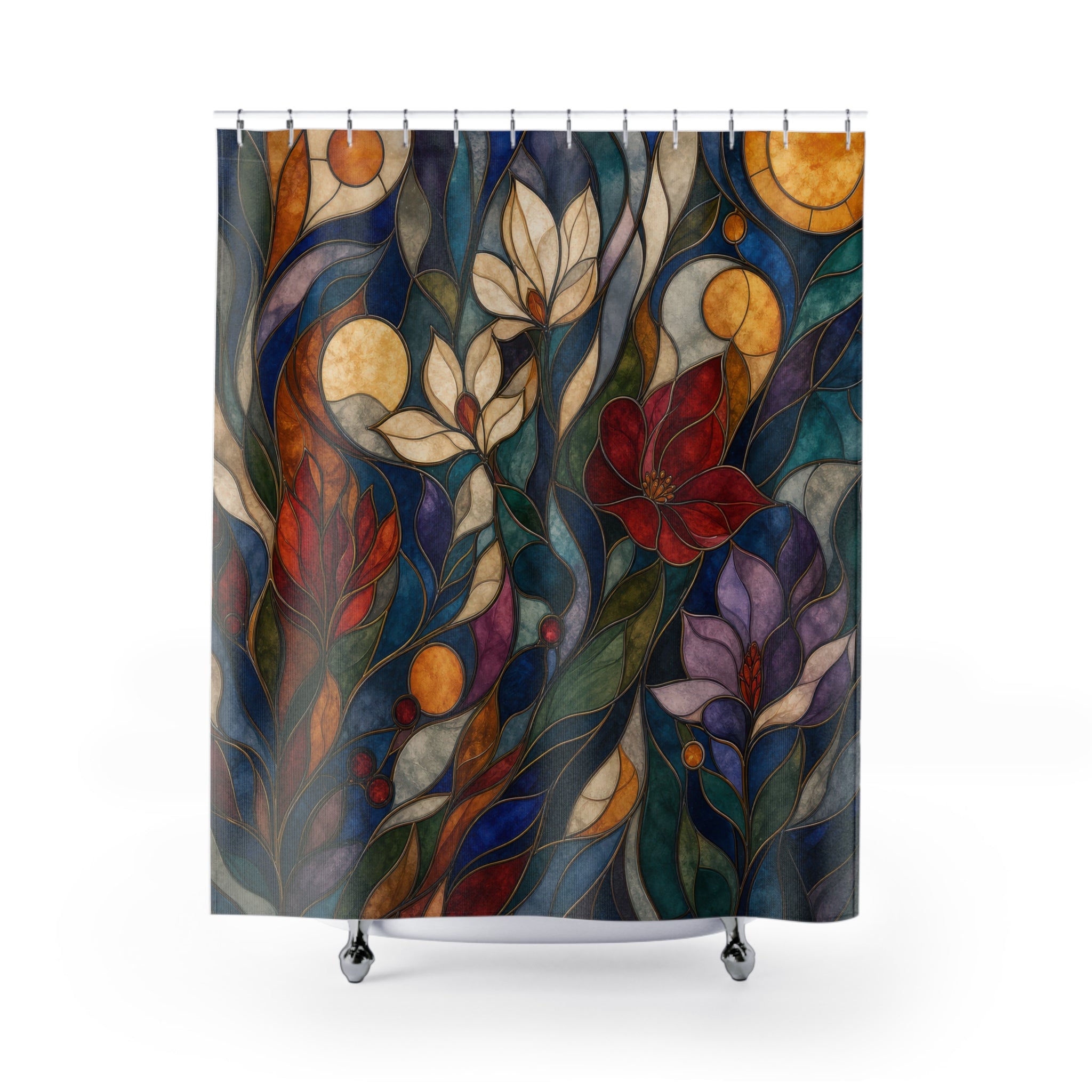 Stained Glass Floral Shower Curtain