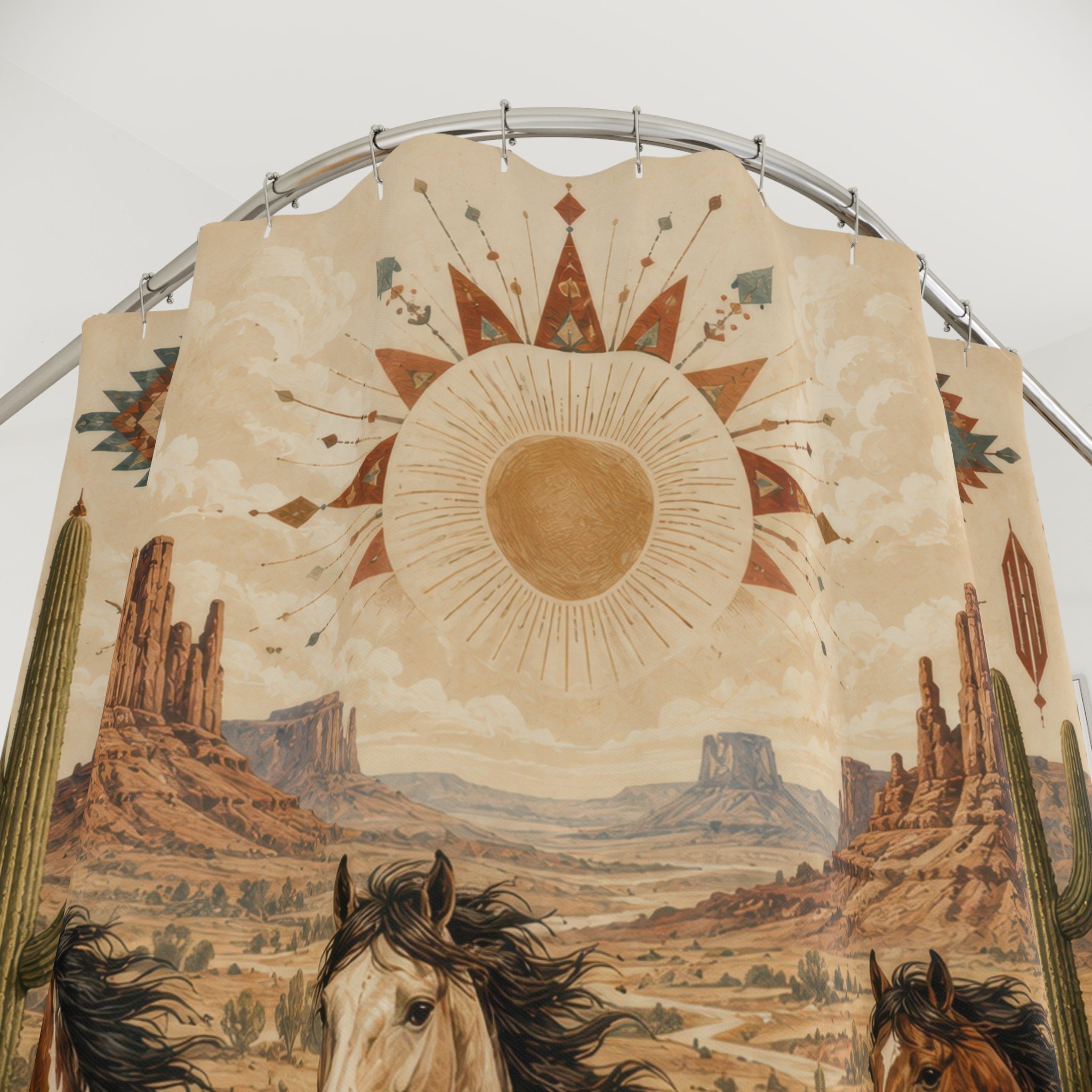 Western Shower Curtain: Southwestern Horse Desert