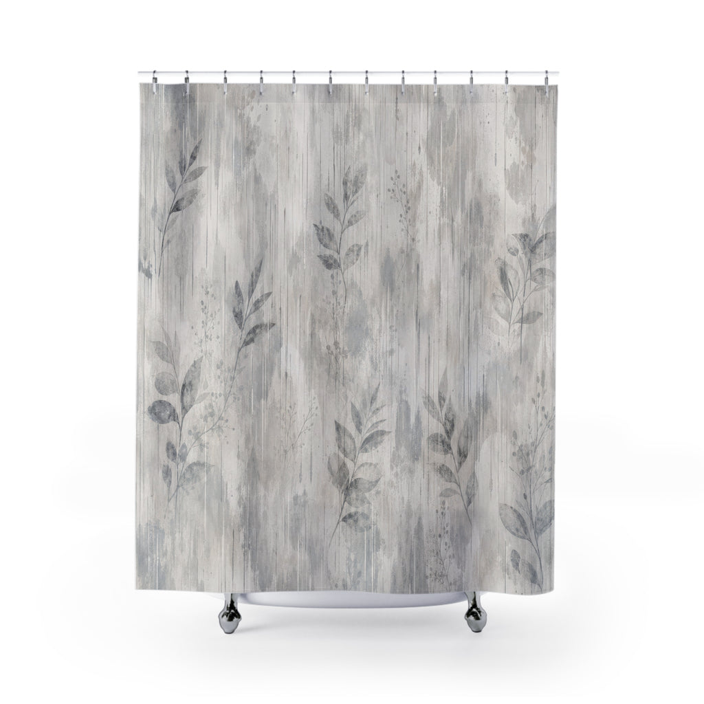 Gray Leaf Botanical Shower Curtain