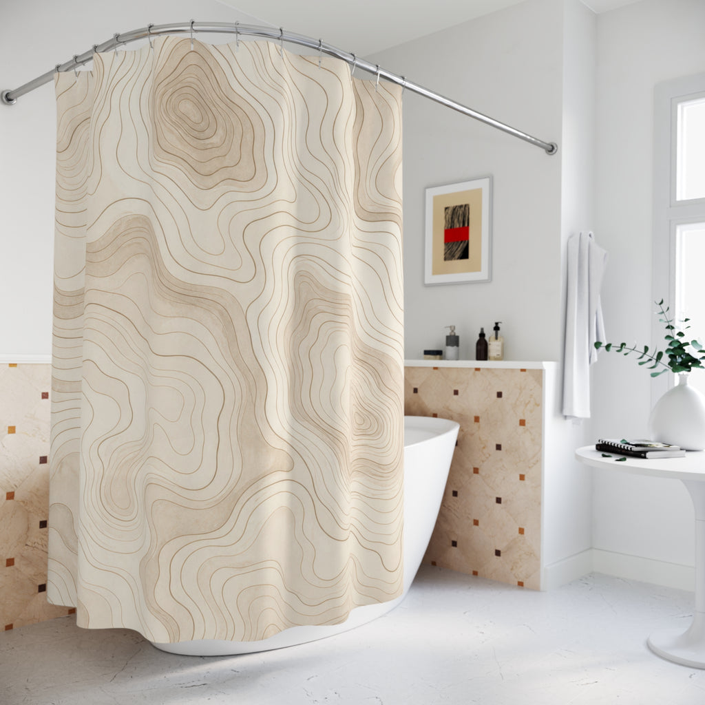 Topographic Contour Line Shower Curtain