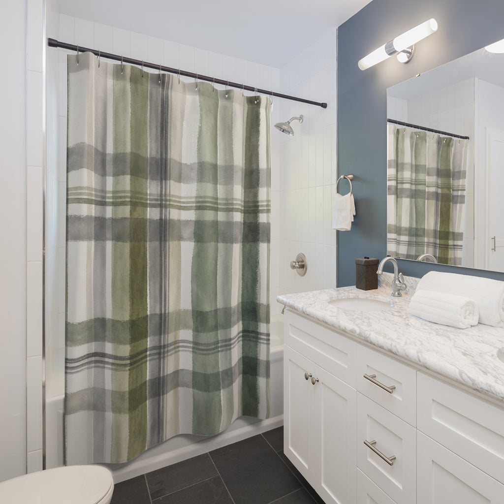 Sage Gray Farmhouse Shower Curtain