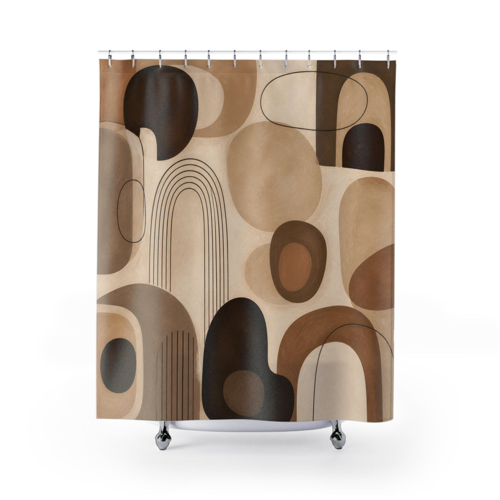 Brown Beige Modern Arch Geometry Shower Curtain