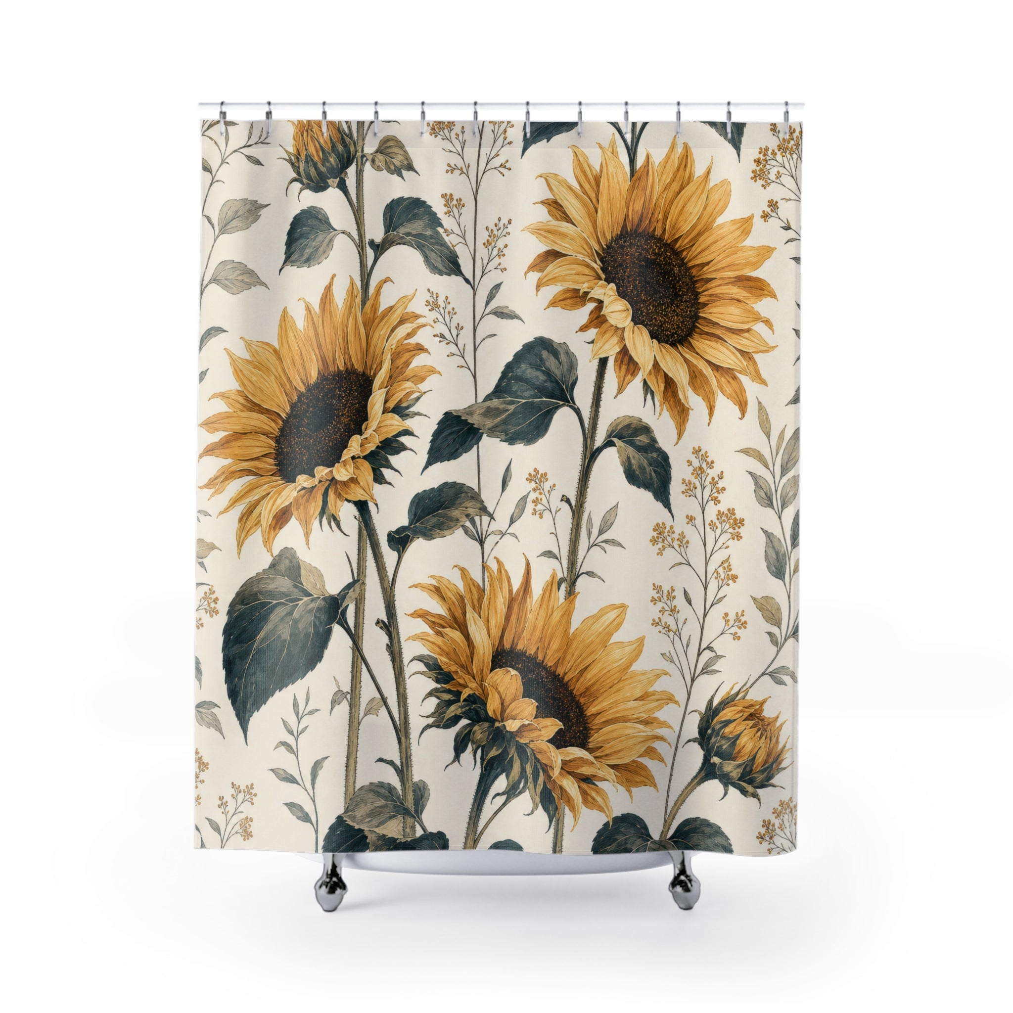 Yellow Botanical Flower Sunflower Shower Curtain