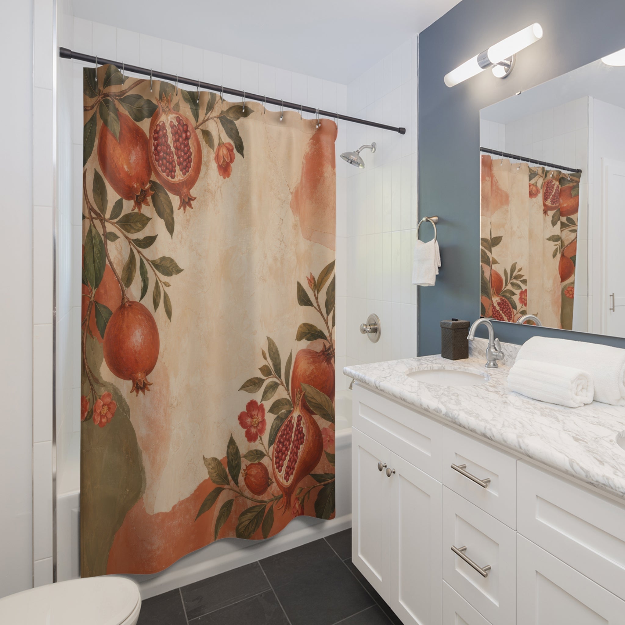 Terracotta Pomegranate Orchard Shower Curtain