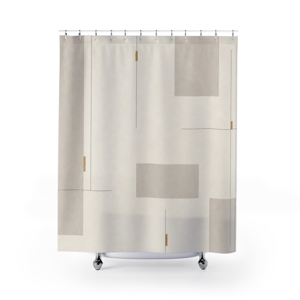 Gold Line White Shower Curtain: Gold Line Shower Curtain