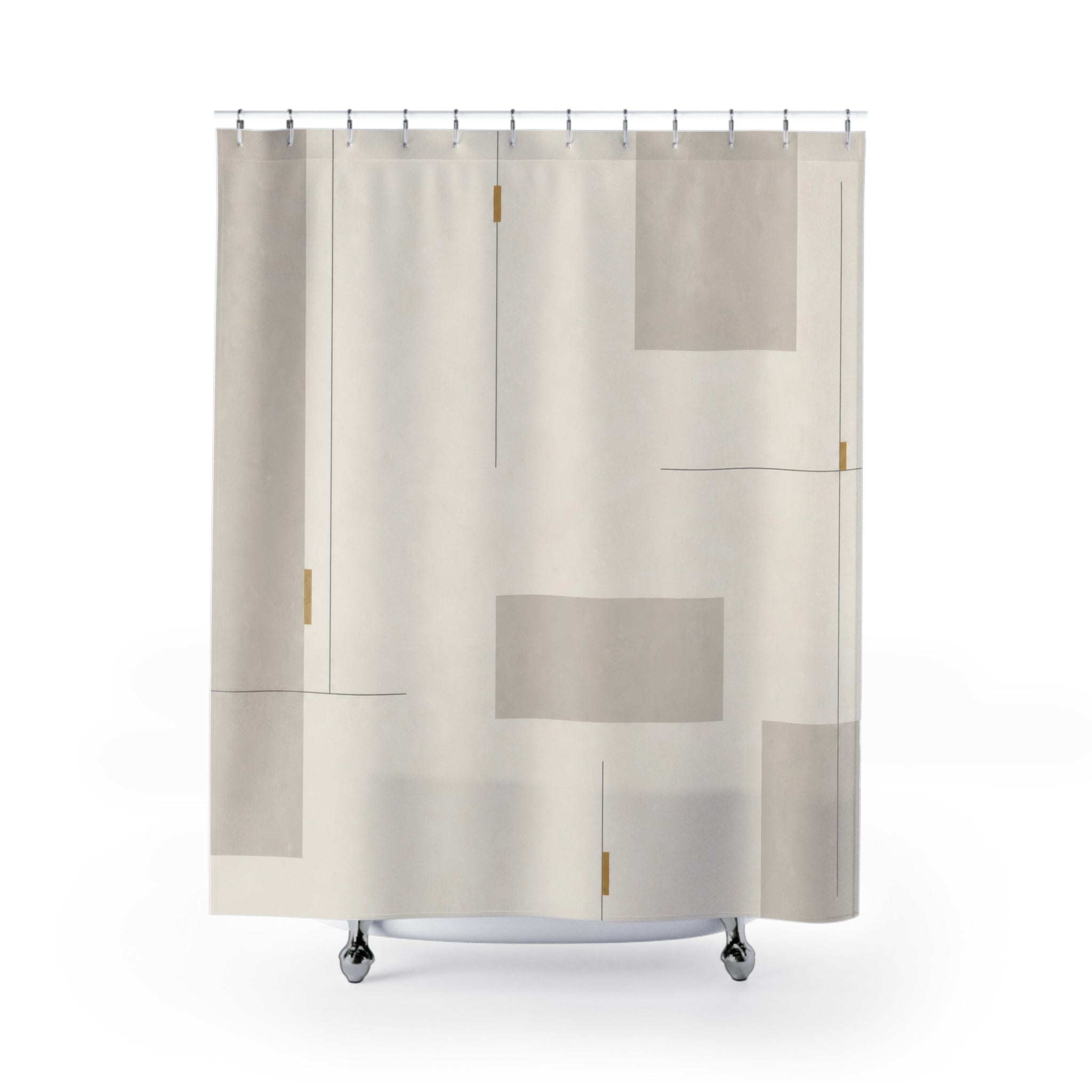 Gold Line White Shower Curtain: Gold Line Shower Curtain