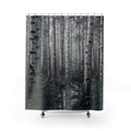 Black White Birch Rain Photo Shower Curtain