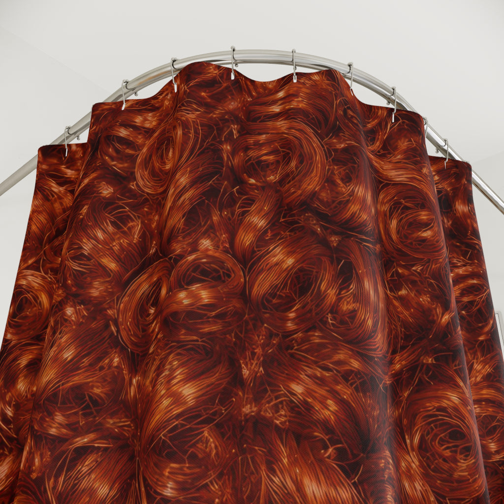 Red Curly Hair Shower Curtain — Funny Texture Art
