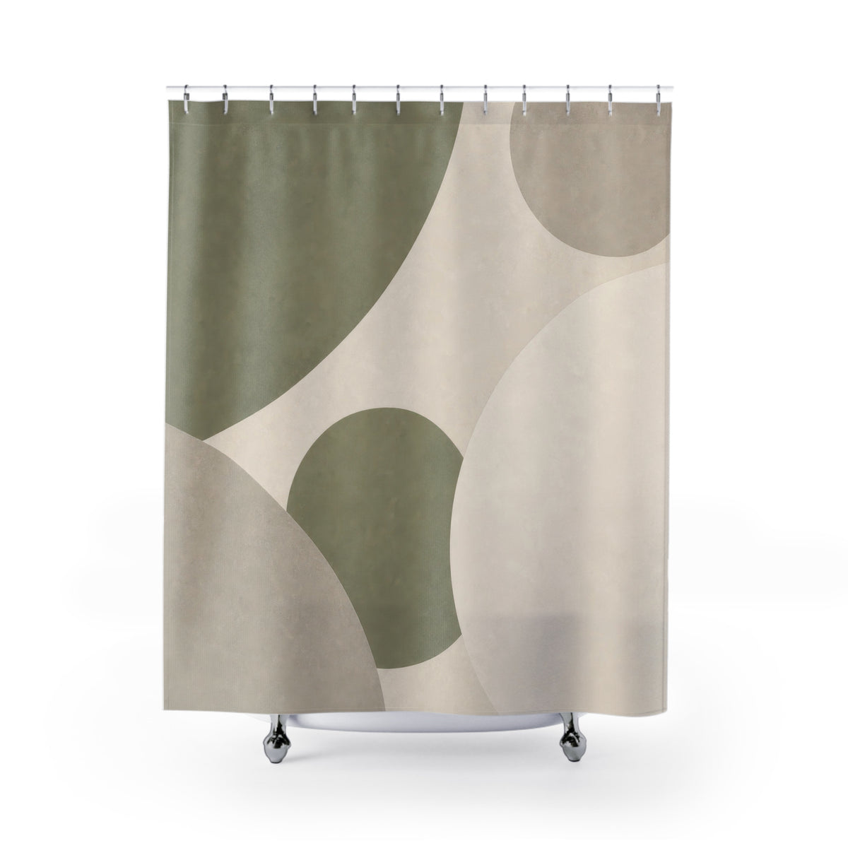 Beige Gray Abstract Sage Green Shower Curtain