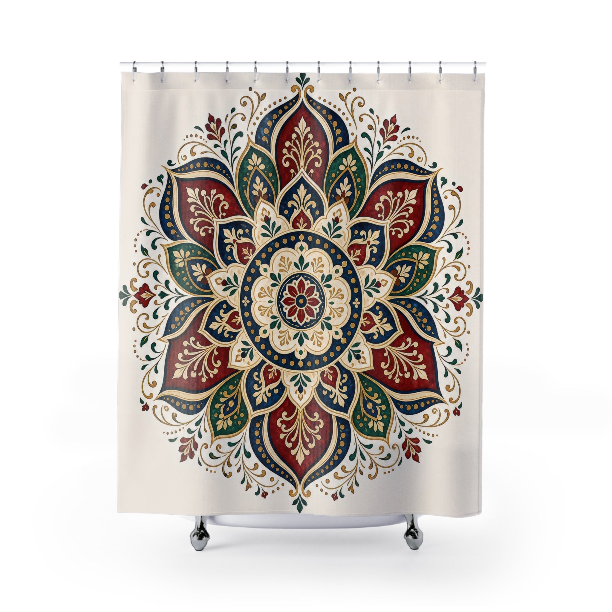 Red Green Jewel Medallion Shower Curtain