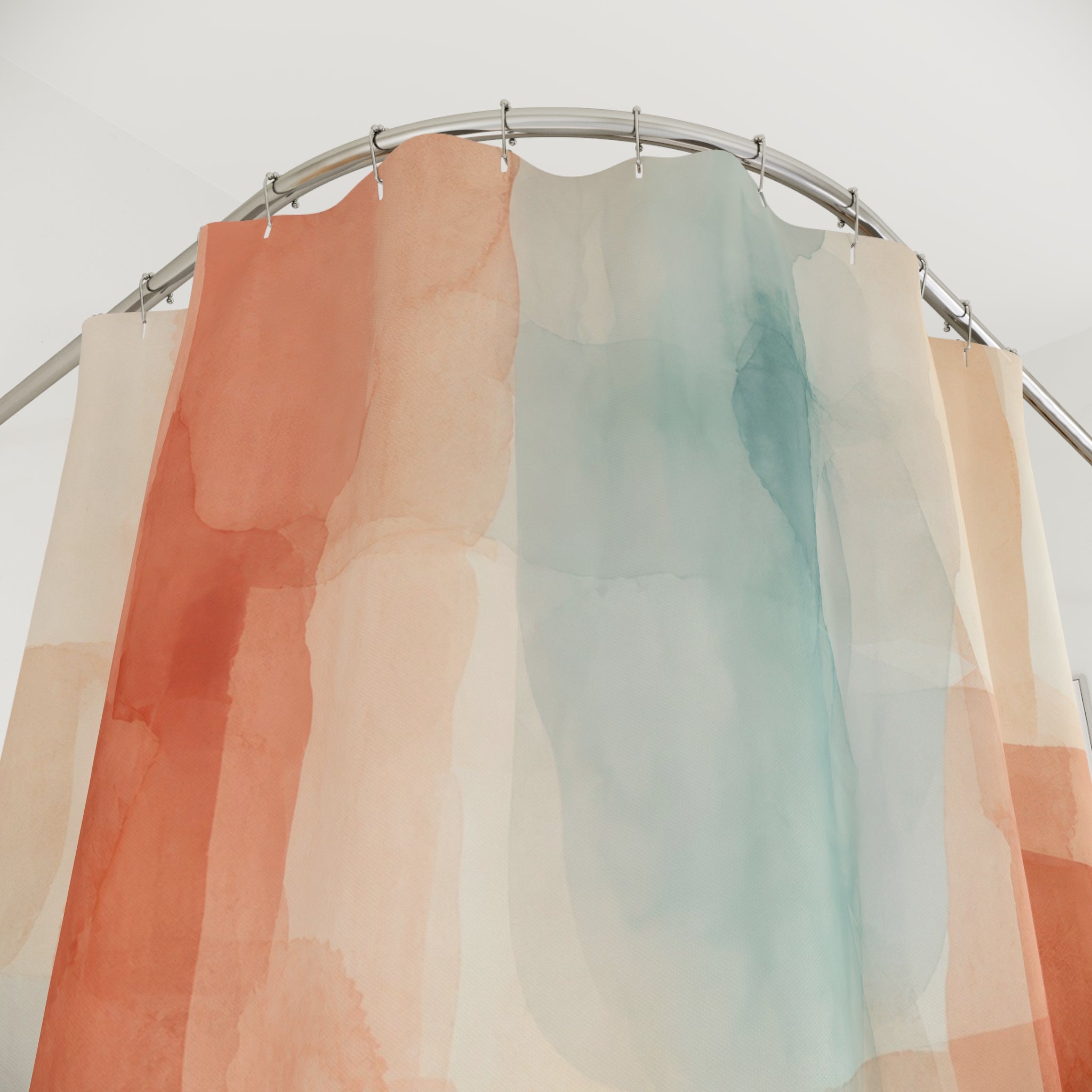 Coral Teal Color Wash Shower Curtain