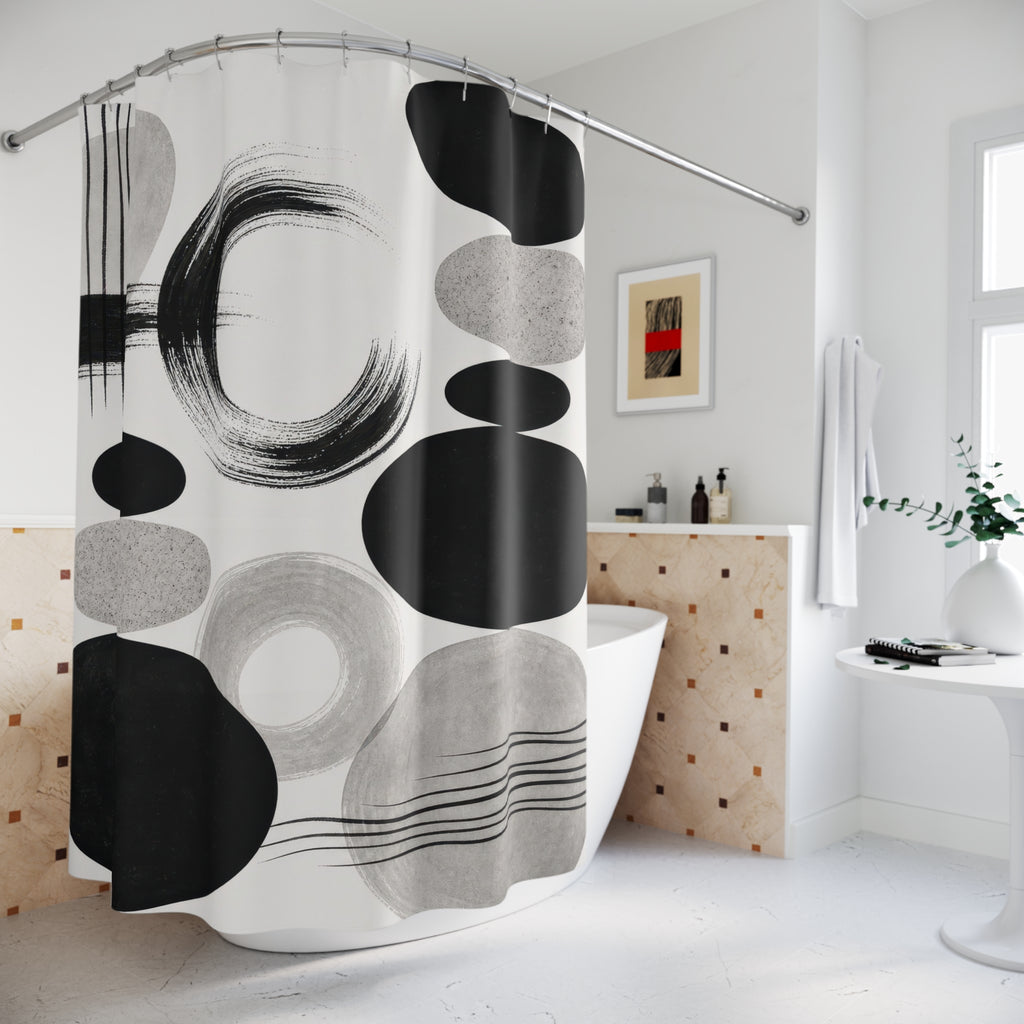 Black White Abstract Shower Curtain