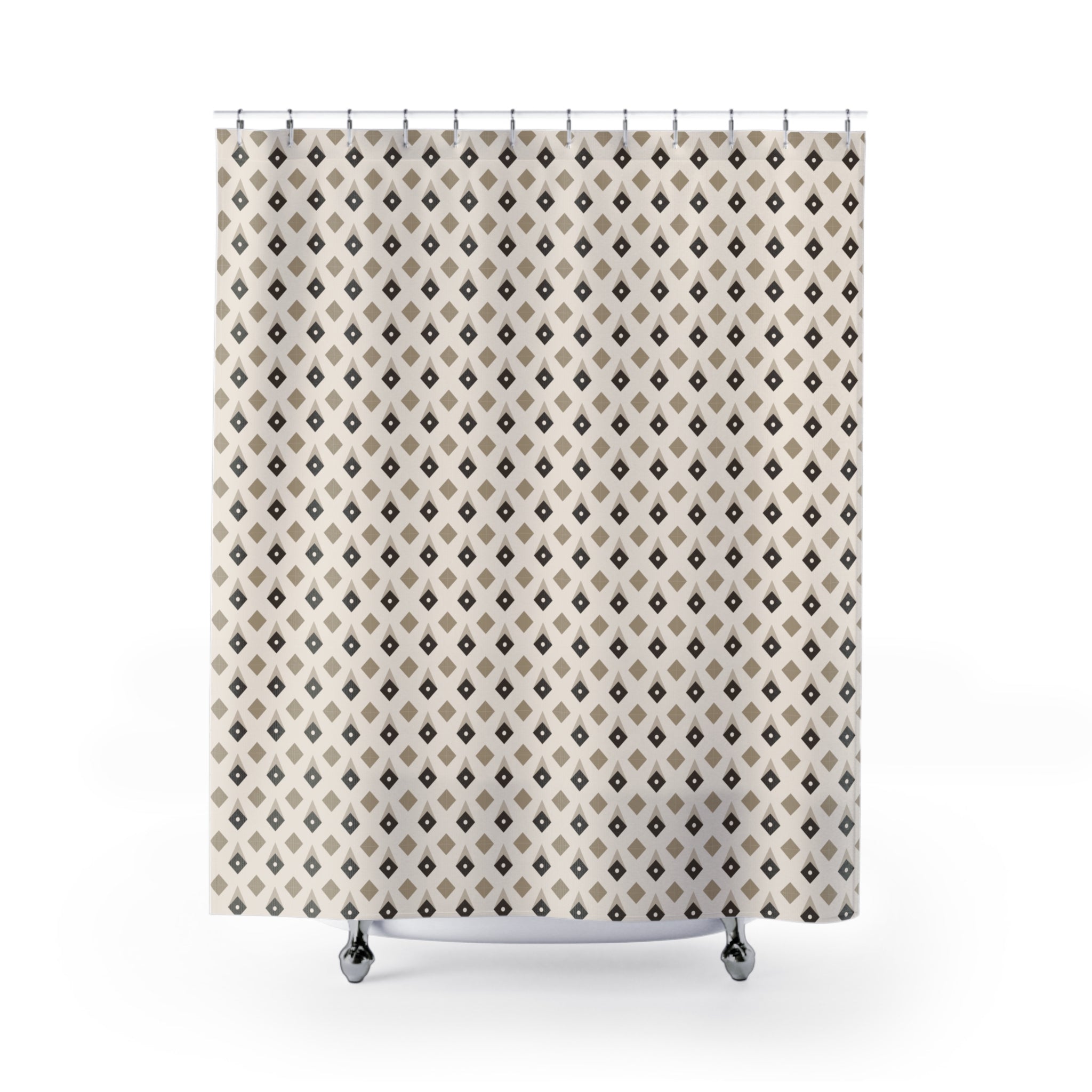 Quilt Star Shower Curtain – Charcoal & Tan Americana