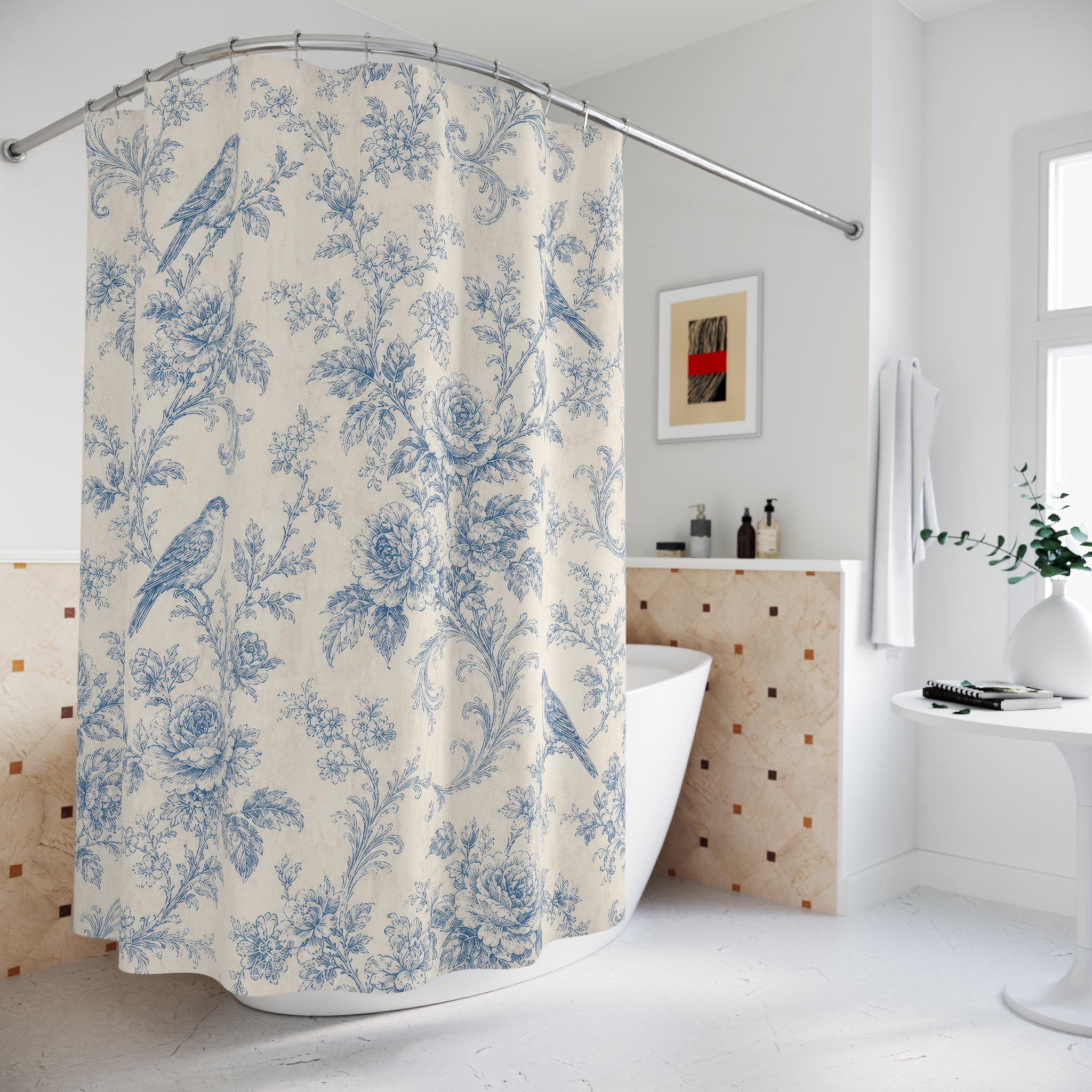 Bird Floral Vine Shower Curtain