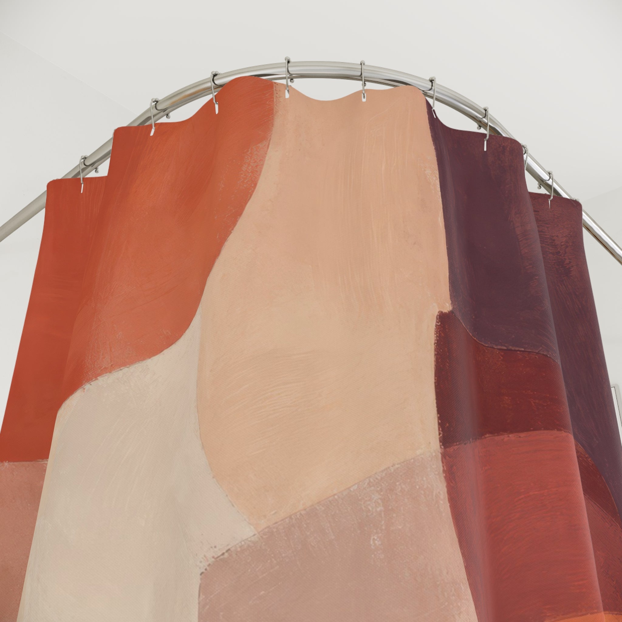 Terracotta Burgundy Abstract Geometric Shower Curtain