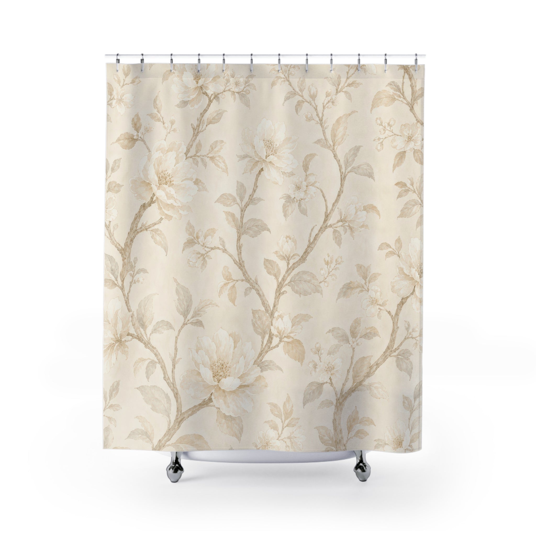 Beige Blossom Branch Shower Curtain