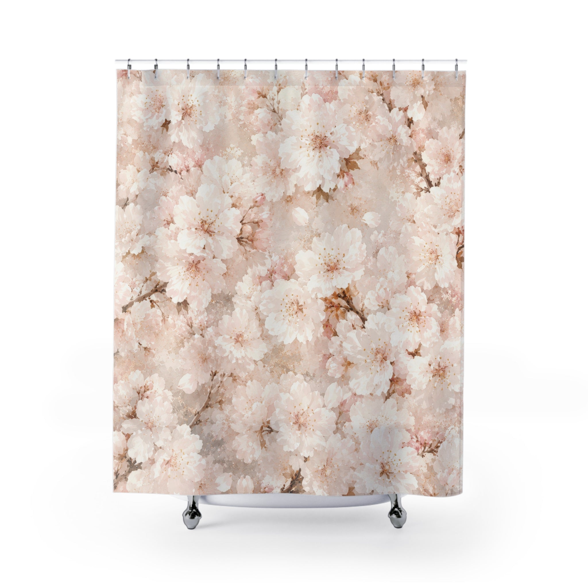 White Cherry Blossom Shower Curtain