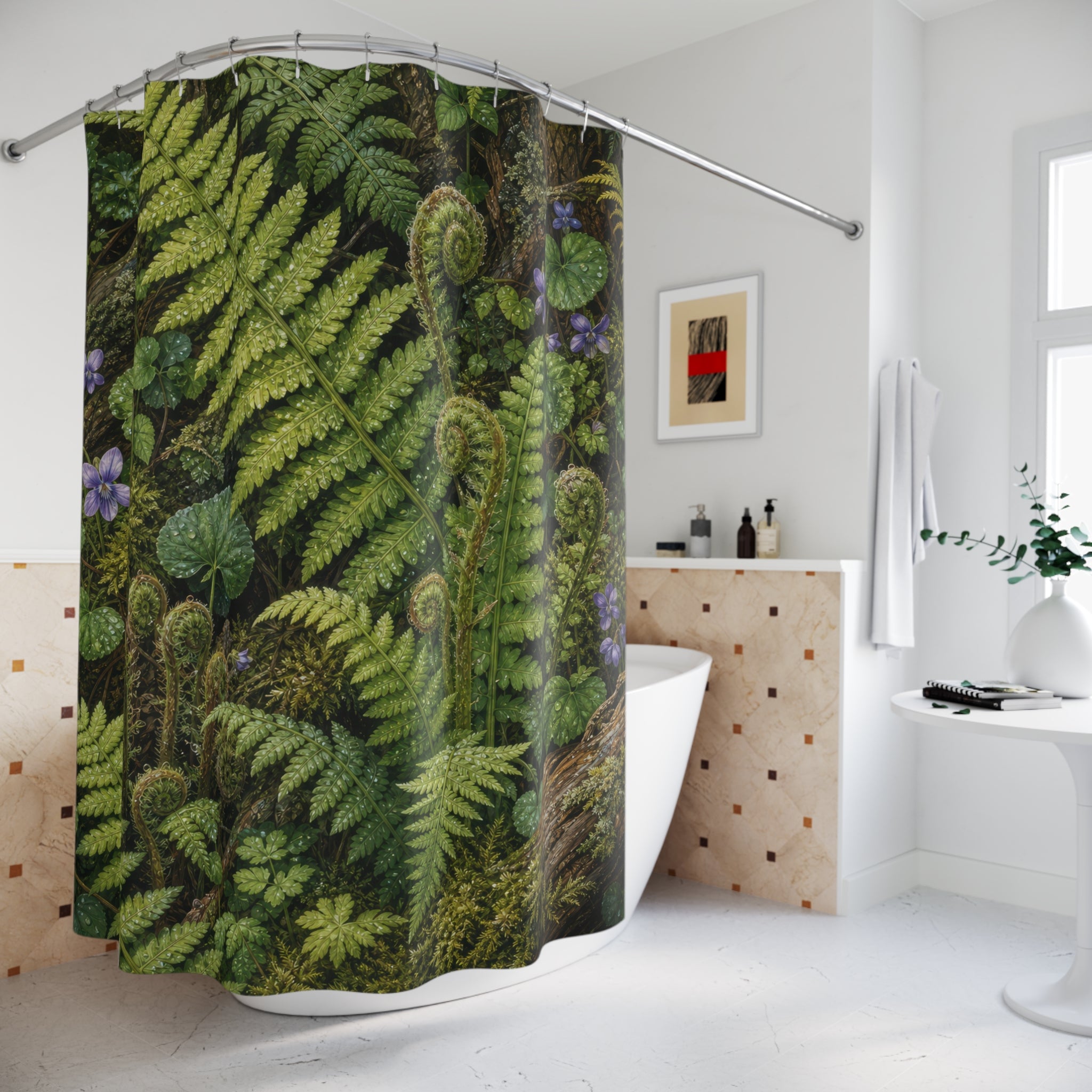 Fern Moss Fiddlehead Tapestry Shower Curtain