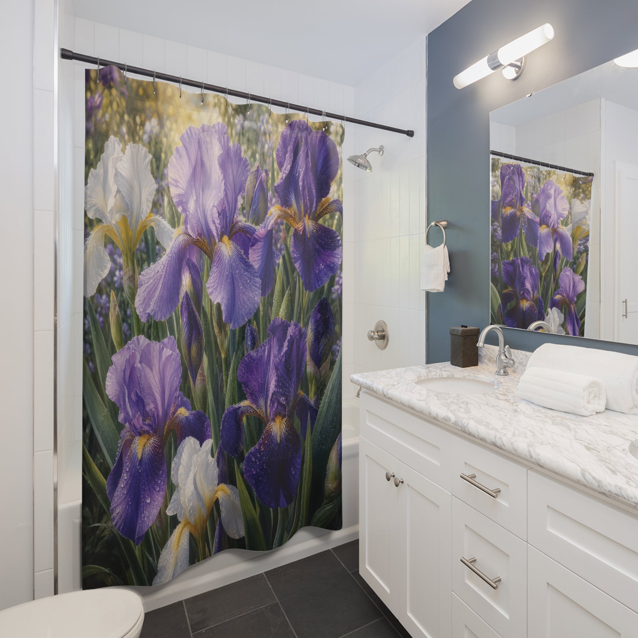 Iris Shower Curtain: Purple Floral Botanical