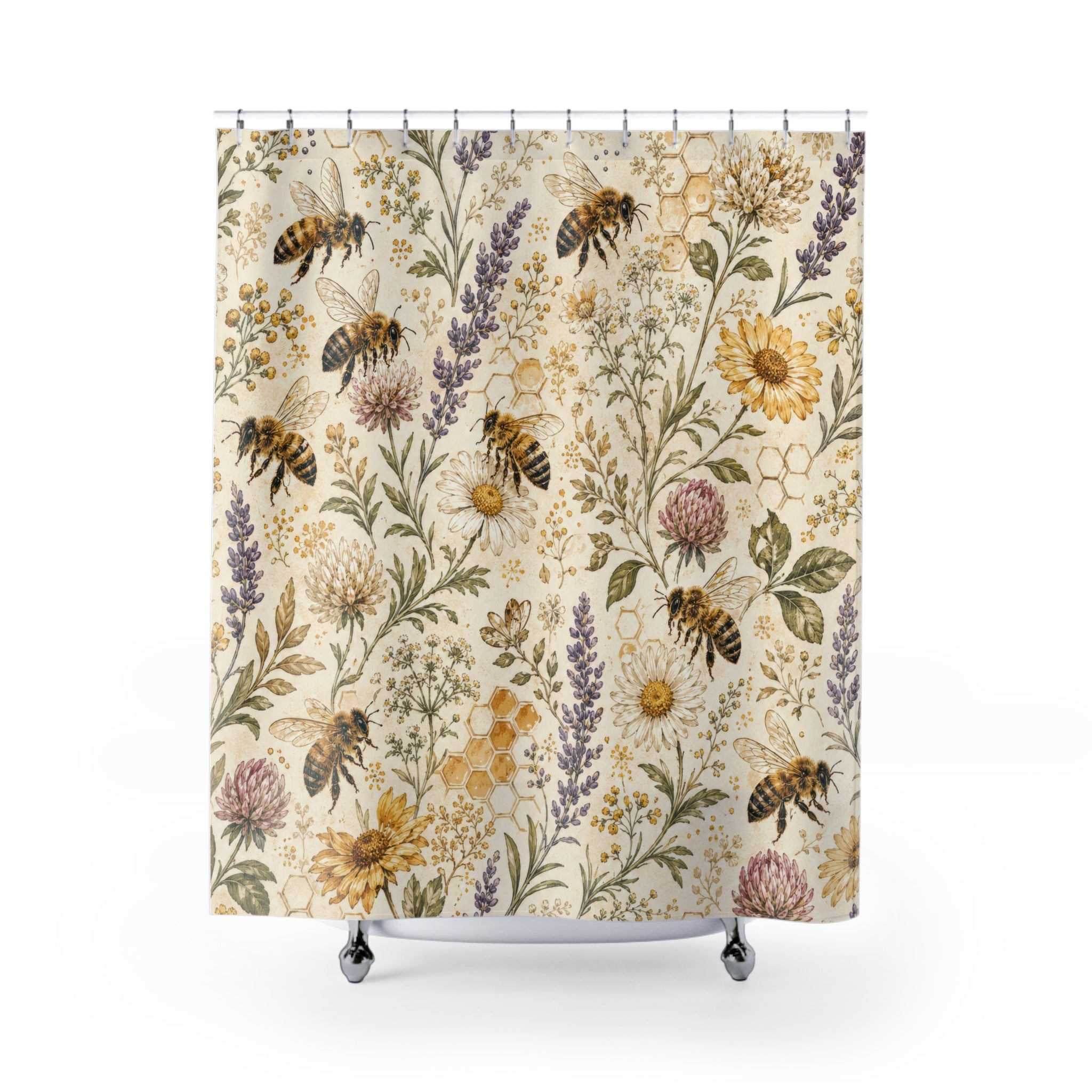Bee Shower Curtain: Honeybee Wildflowers