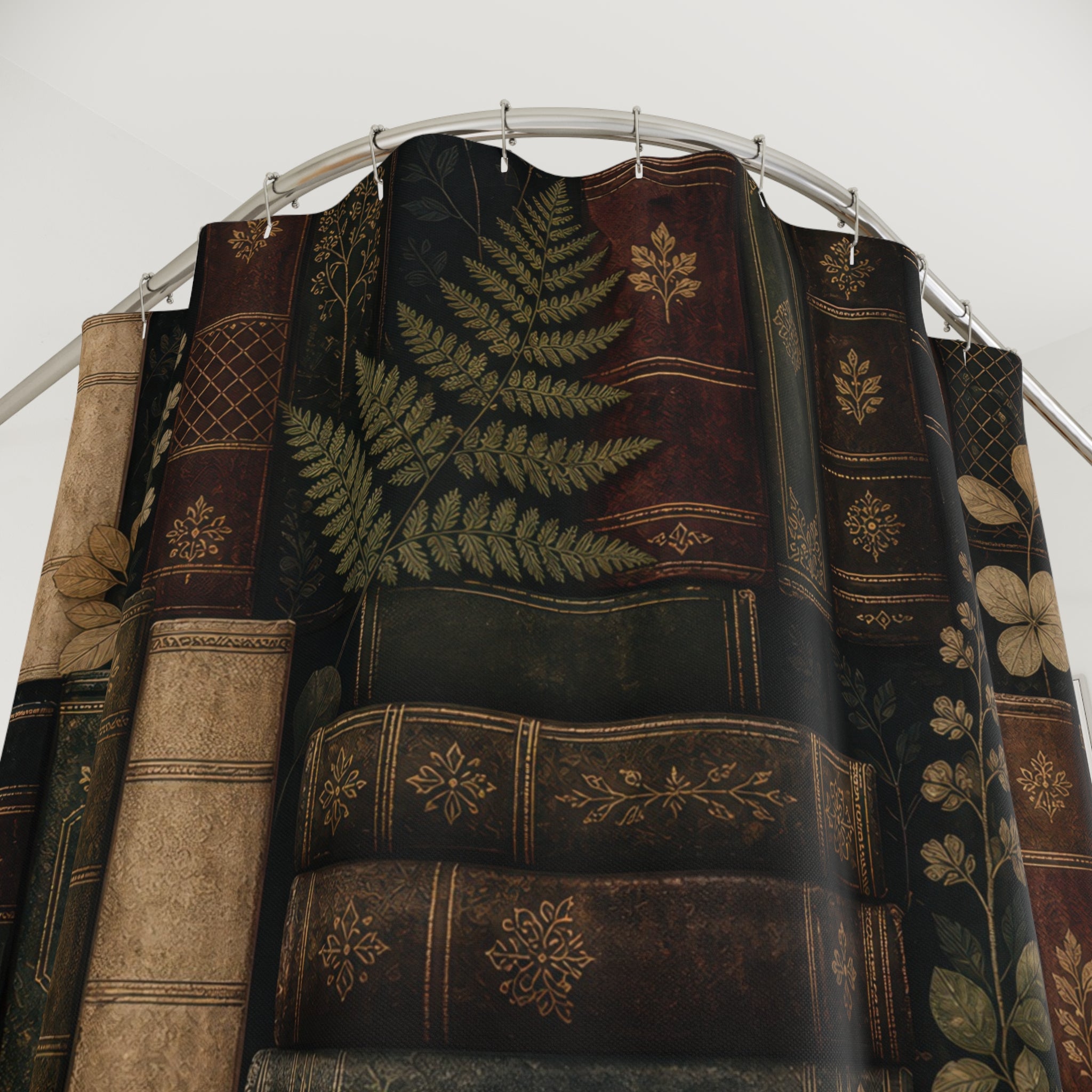 Dark Library Bookshelf Book Shower Curtain