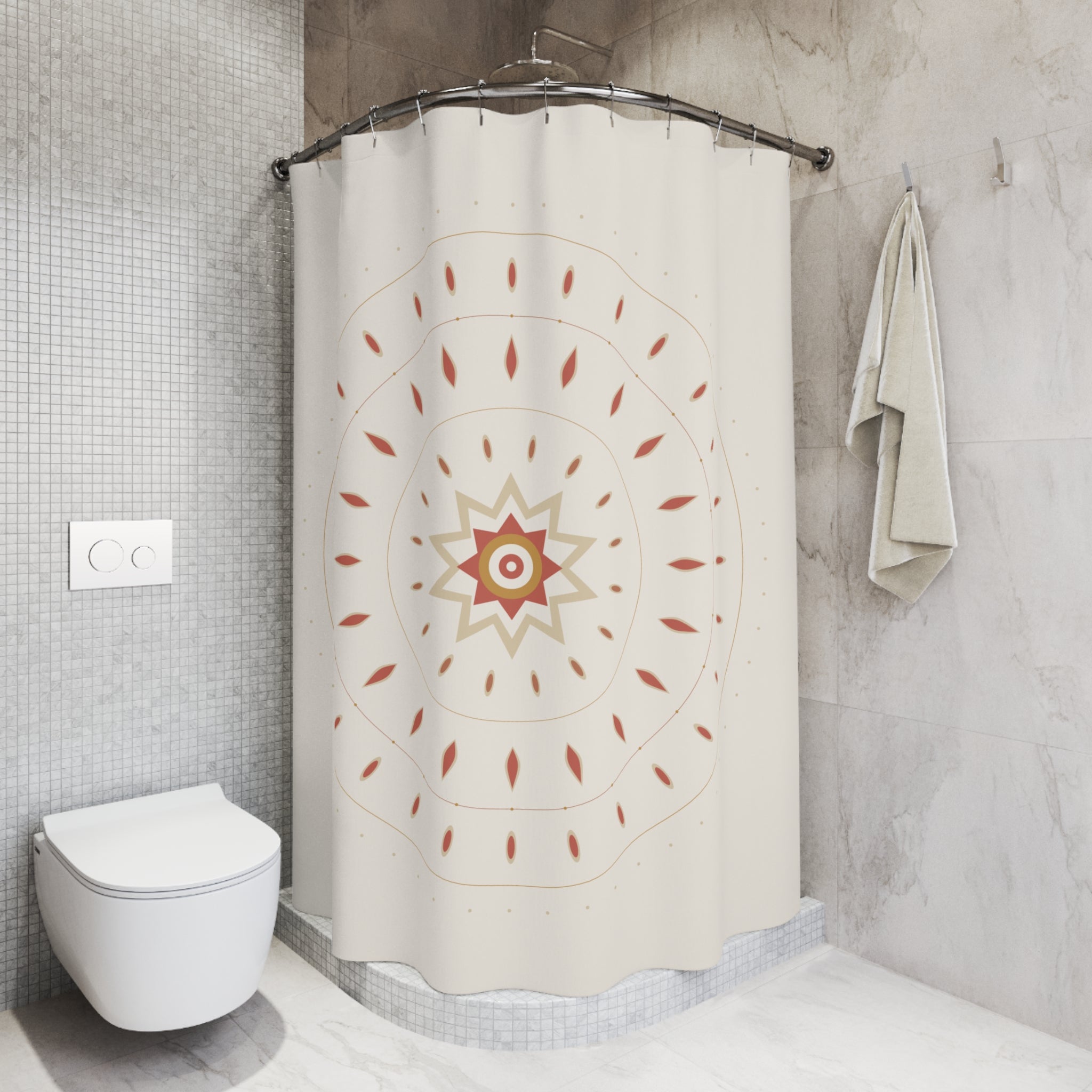 Sunset Mandala Shower Curtain – Coral & Amber