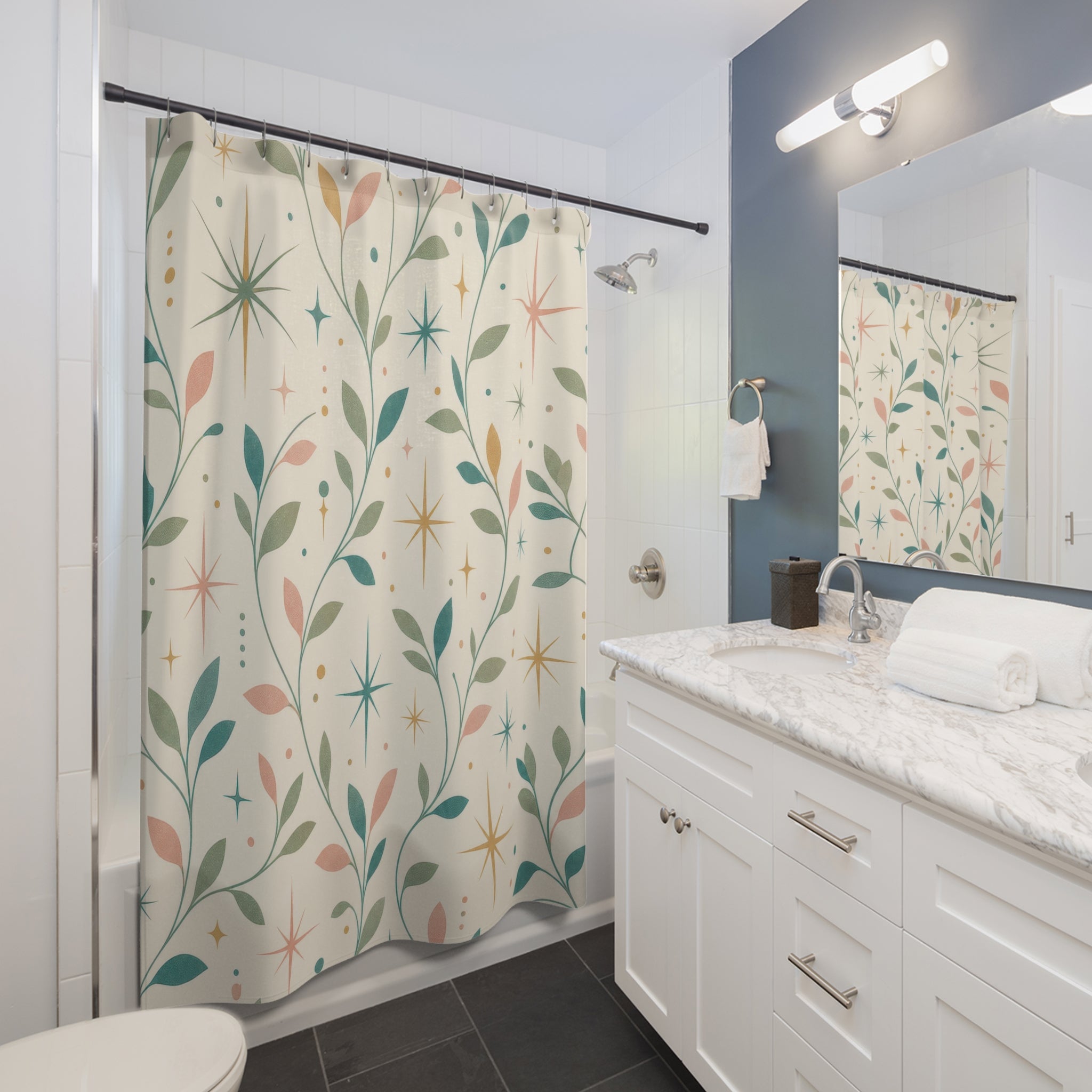 Atomic Botanical Vine Retro Shower Curtain