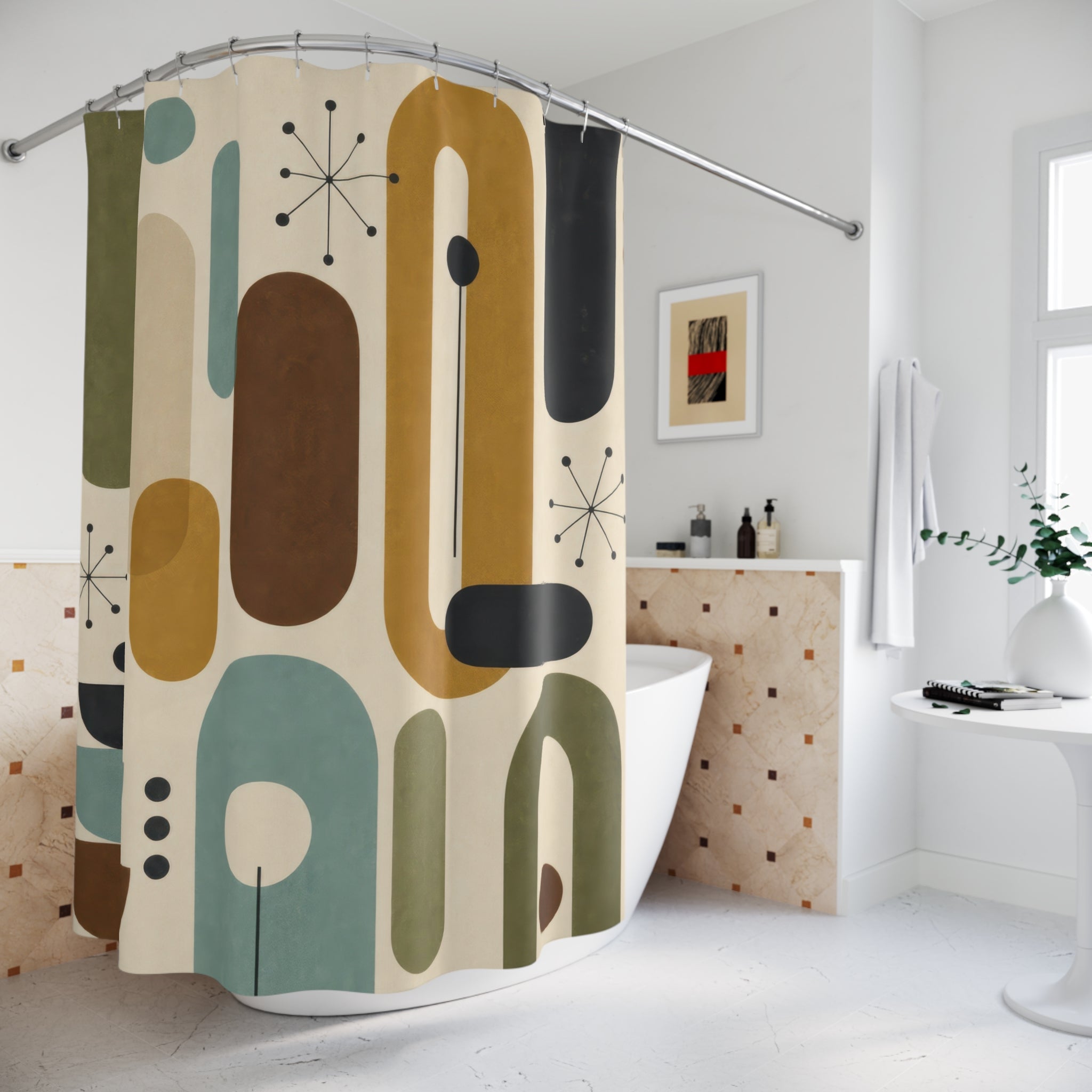 Mid Century Bauhaus Shower Curtain