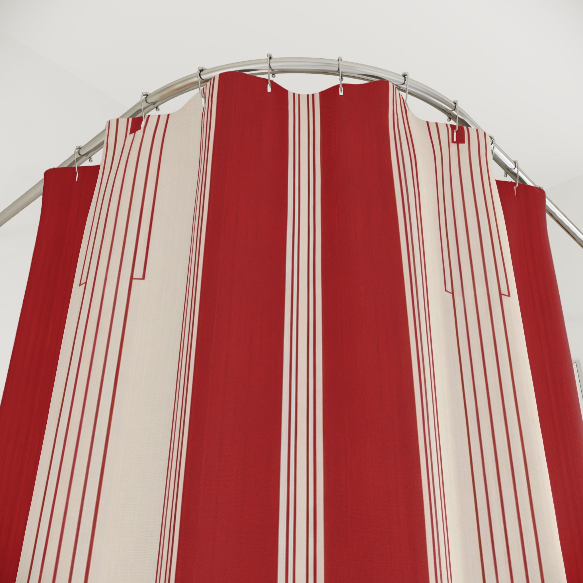 Red White Art Deco Stripe Shower Curtain