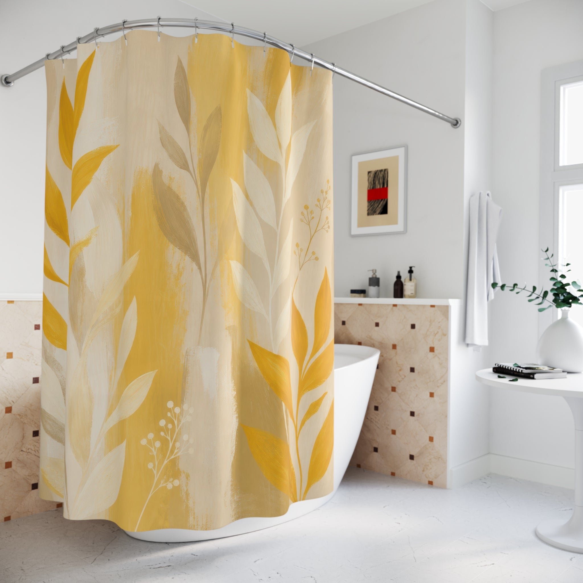Painterly Yellow Shower Curtain