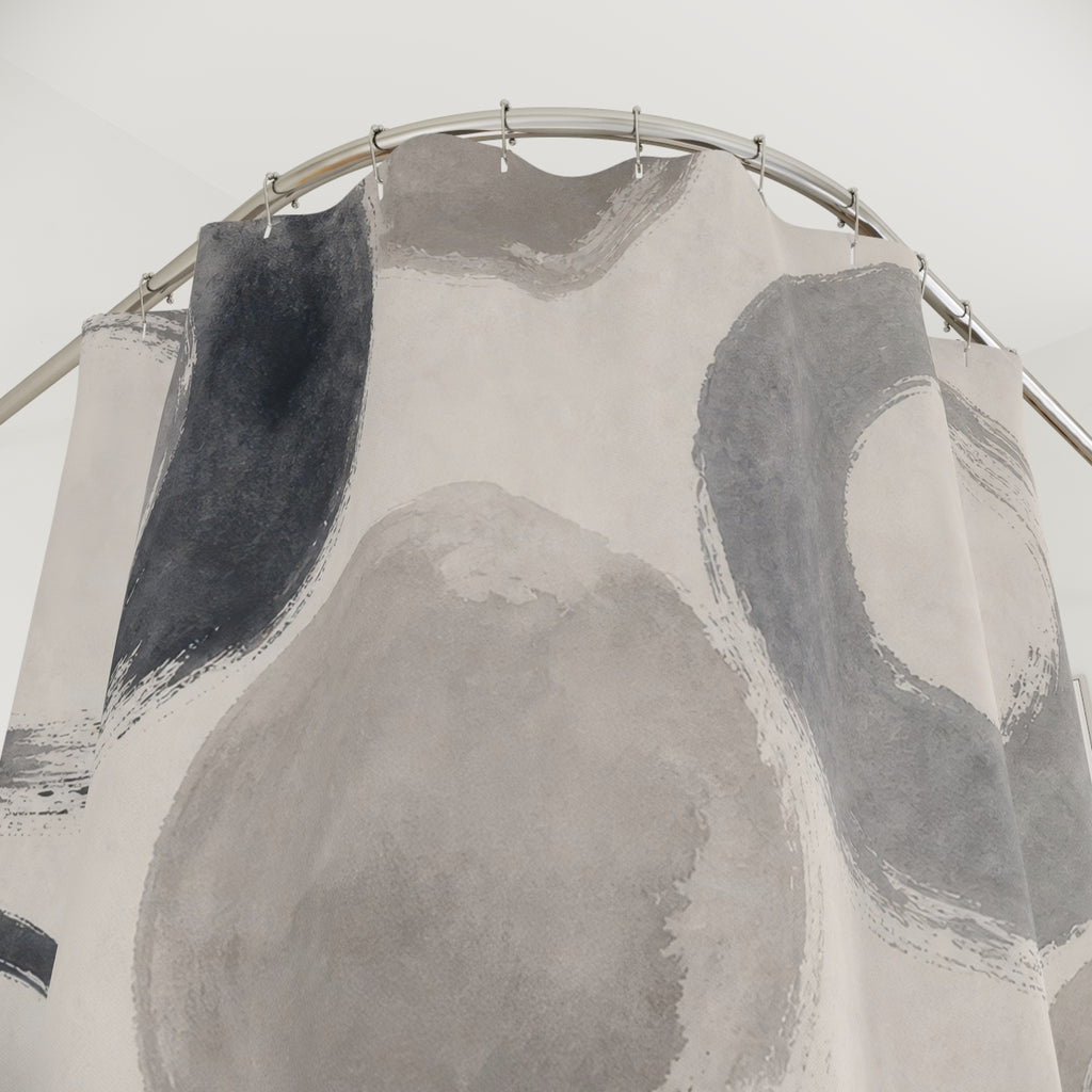 Grey Black Circle Shower Curtain