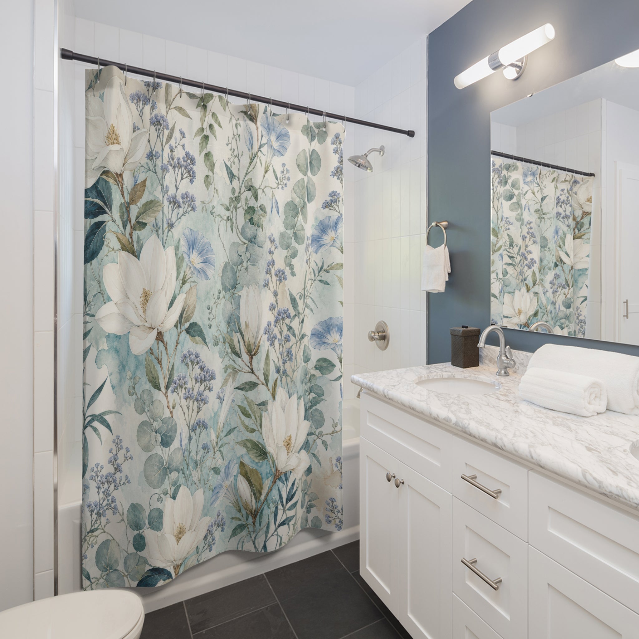 White Magnolia Shower Curtain