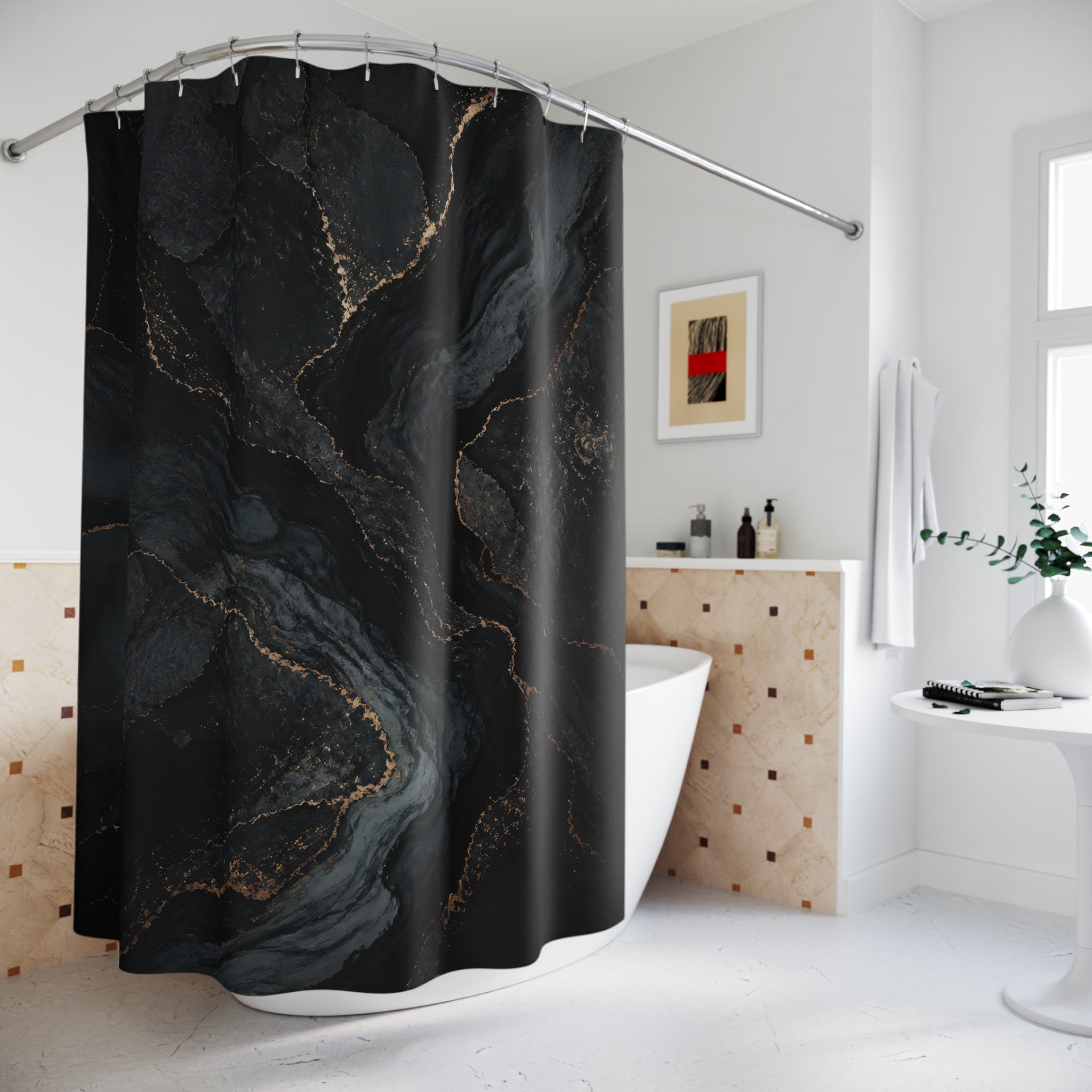 Black and Gold Shower Curtain